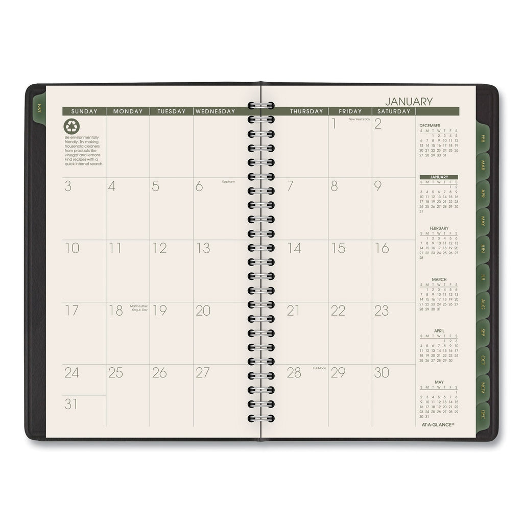 AT-A-GLANCE Recycled Weekly Block Format Appointment Book, 8.5 x 5.5, Black Cover, 12-Month (Jan to Dec): 2023