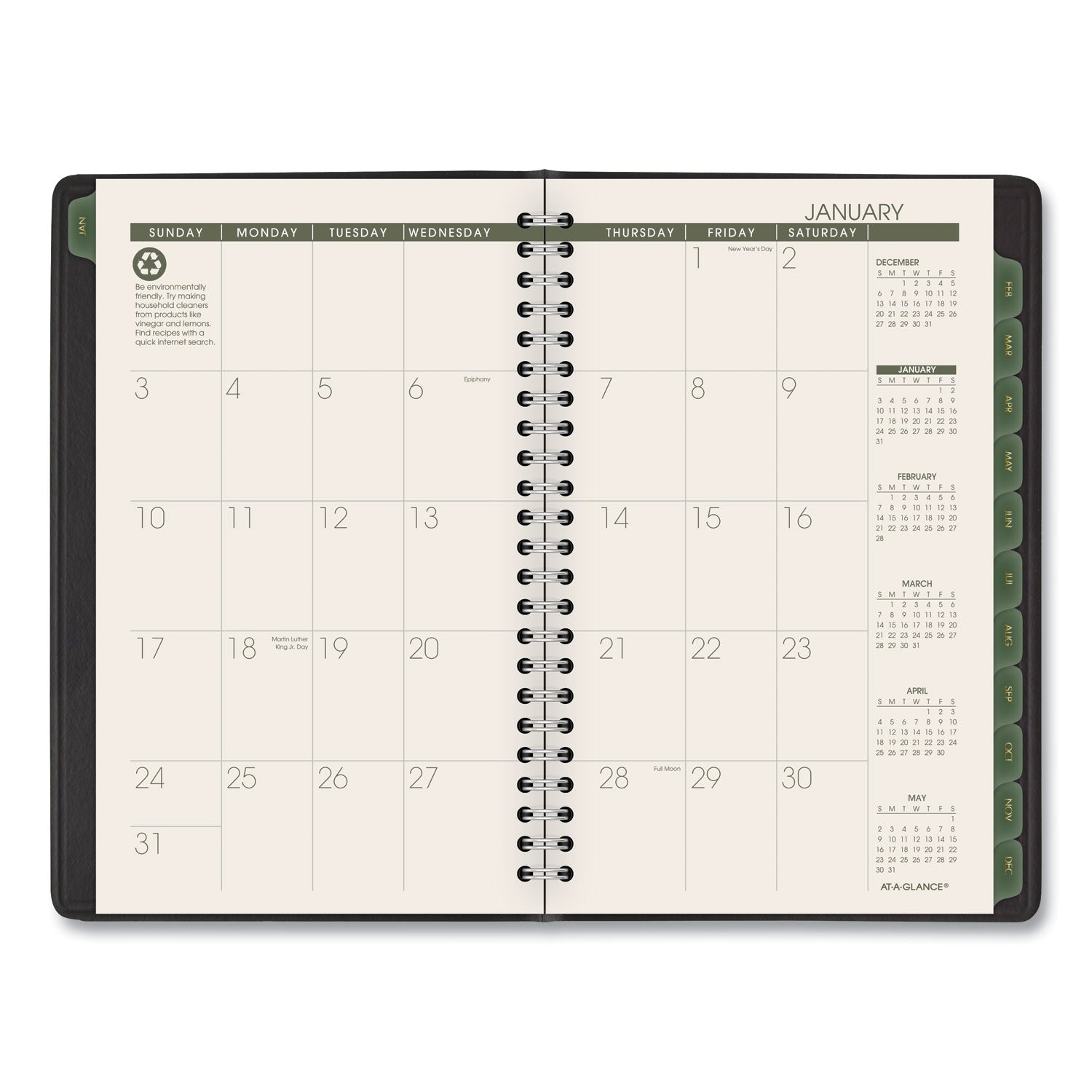 AT-A-GLANCE Recycled Weekly Block Format Appointment Book, 8.5 x 5.5, Black Cover, 12-Month (Jan to Dec): 2023