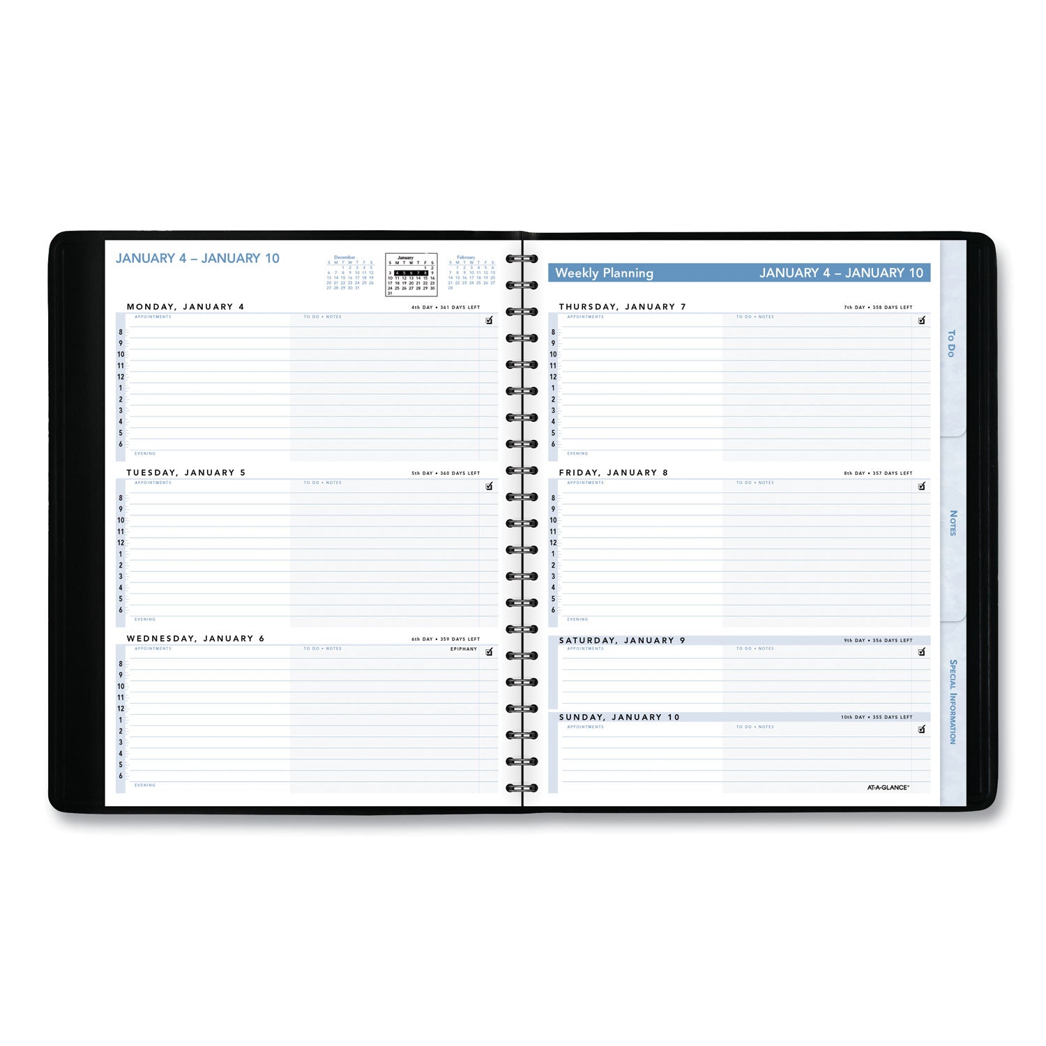 AT-A-GLANCE The Action Planner Weekly Appointment Book, 11 x 8, Black Cover, 12-Month (Jan to Dec): 2023