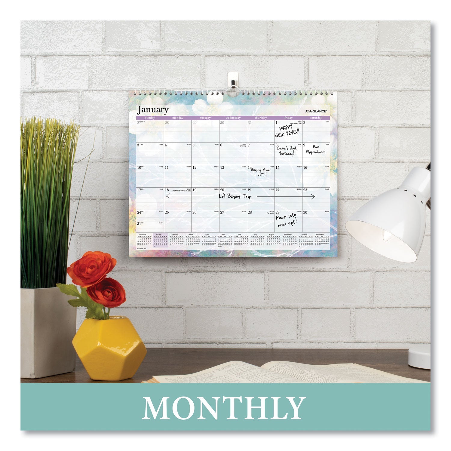 AT-A-GLANCE Dreams Monthly Wall Calendar, Dreams Seasonal Artwork, 15 x 12, Multicolor Sheets, 13-Month (Jan to Jan): 2023 to 2024