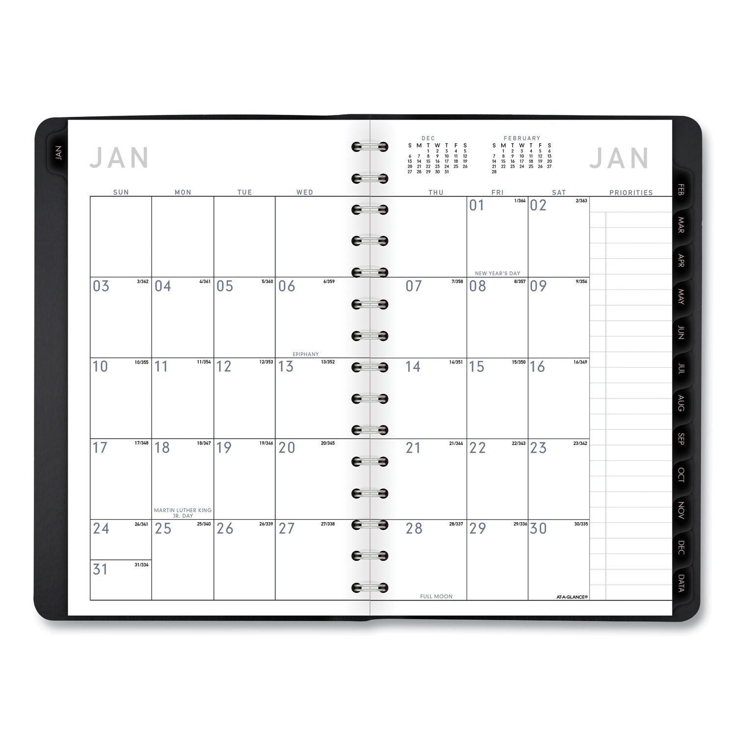 AT-A-GLANCE Contemporary Weekly/Monthly Planner, Open-Block Format, 8.5 x 5.5, Black Cover, 12-Month (Jan to Dec): 2022