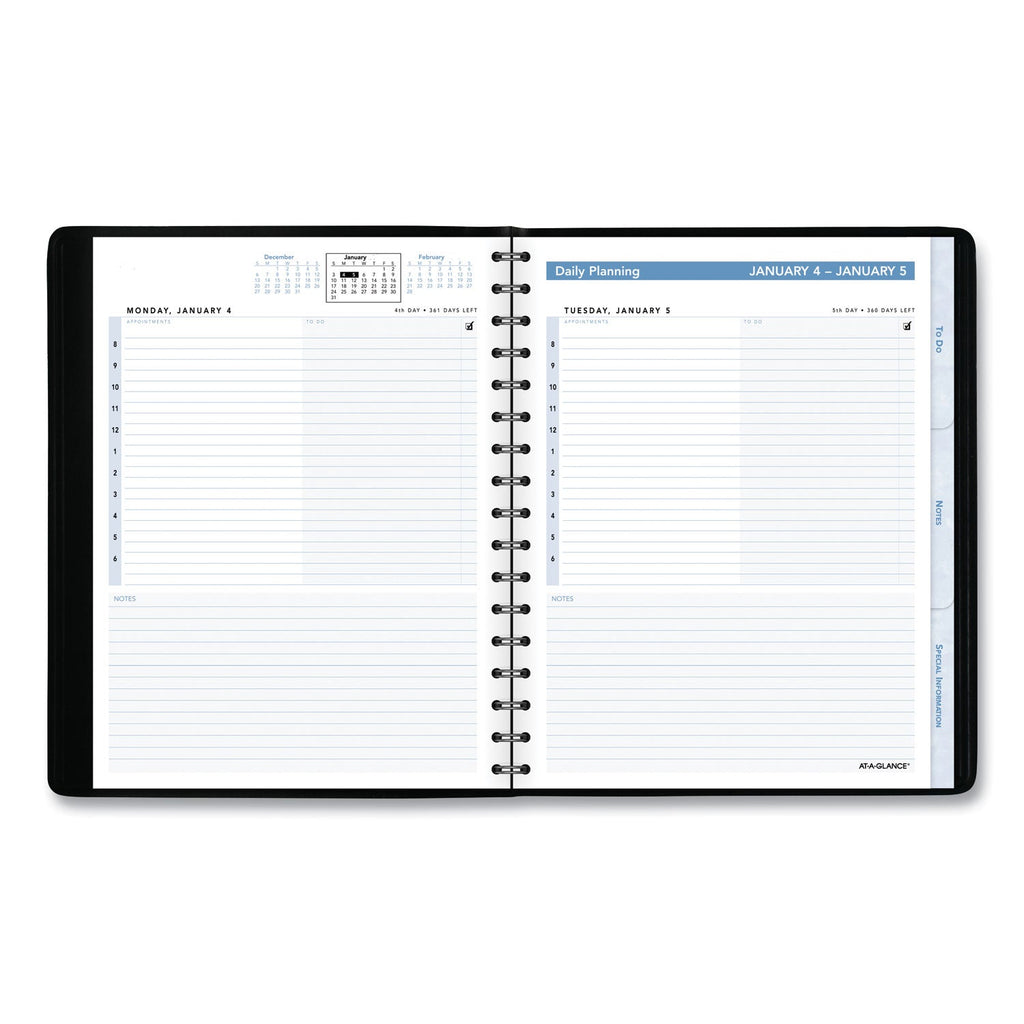 AT-A-GLANCE The Action Planner Daily Appointment Book, 8.75 x 6.5, Black Cover, 12-Month (Jan to Dec): 2023
