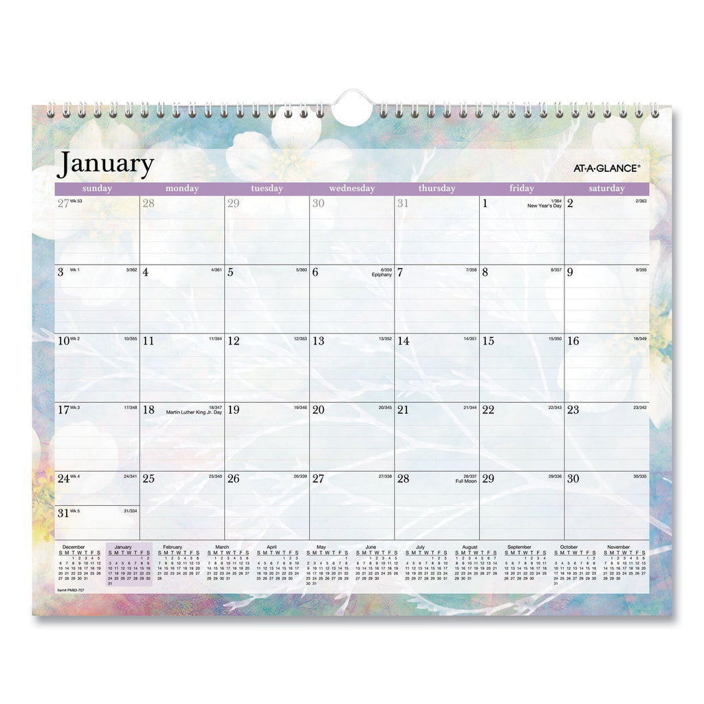 AT-A-GLANCE Dreams Monthly Wall Calendar, Dreams Seasonal Artwork, 15 x 12, Multicolor Sheets, 13-Month (Jan to Jan): 2023 to 2024