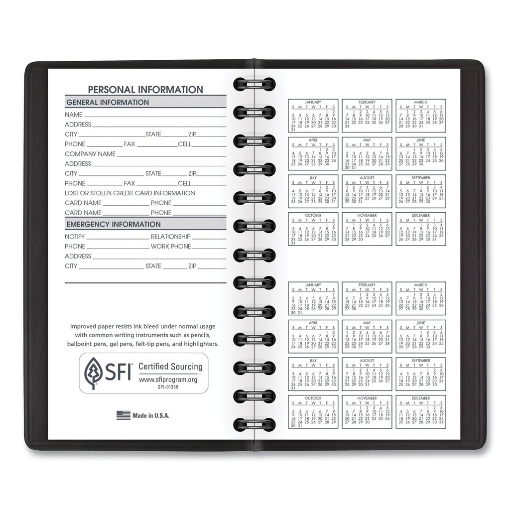 AT-A-GLANCE Weekly Planner, 4.5 x 2.5, Black Cover, 12-Month (Jan to Dec): 2024