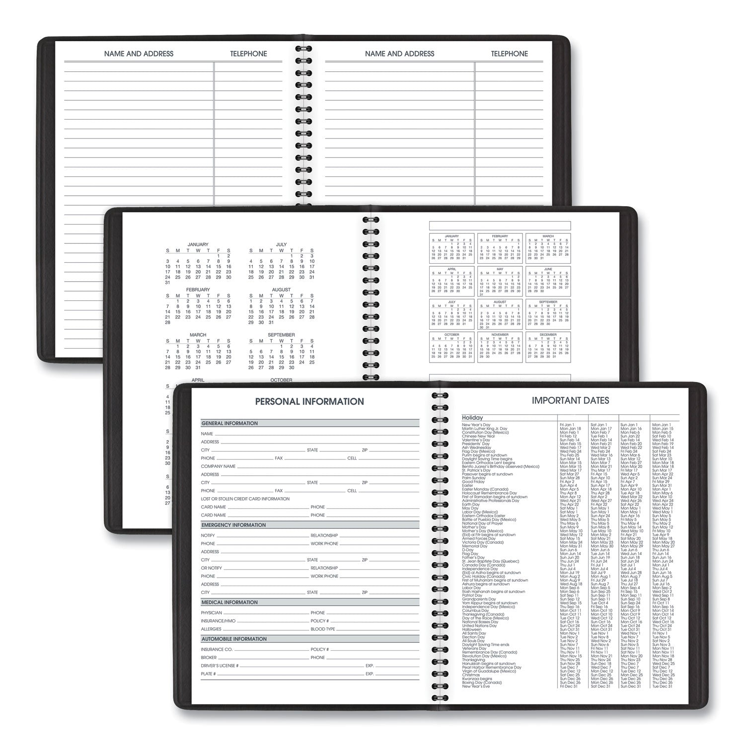 AT-A-GLANCE Weekly Vertical-Column Appointment Book Ruled for Hourly Appointments, 8.75 x 7, Black Cover, 13-Month (Jan-Jan): 2023-2024