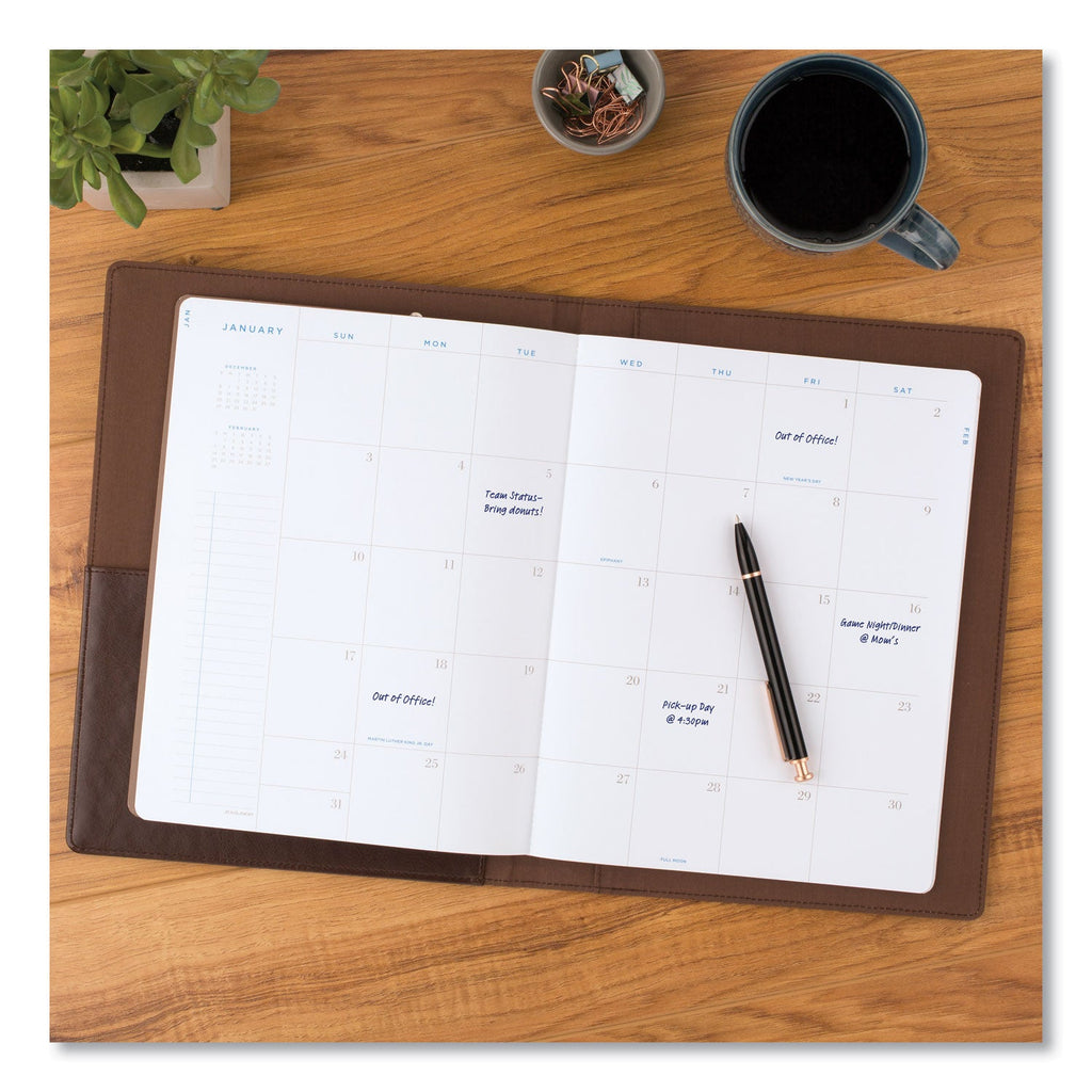 AT-A-GLANCE Signature Collection Monthly Clipfolio, 11 x 8, Distressed Brown Cover, 13-Month (Jan to Jan): 2023 to 2024