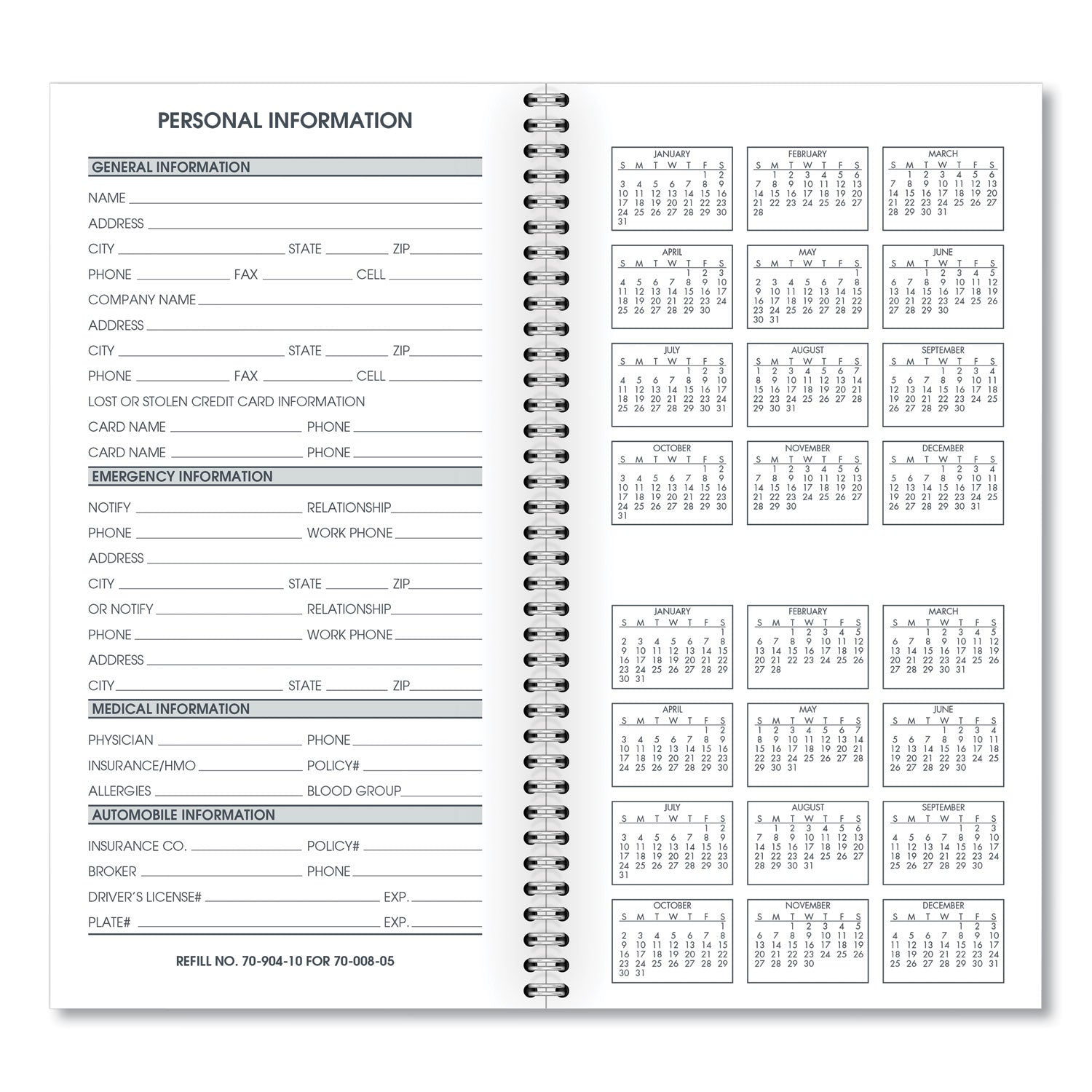 AT-A-GLANCE Weekly Appointment Book Refill Hourly Ruled, 6.25 x 3.25, White Sheets, 12-Month (Jan to Dec): 2023