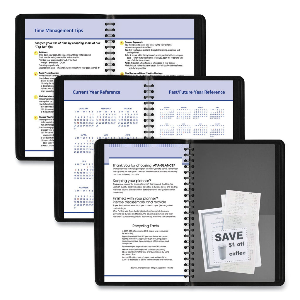 AT-A-GLANCE QuickNotes Weekly Block Format Appointment Book, 8.5 x 5.5, Black Cover, 12-Month (Jan to Dec): 2023