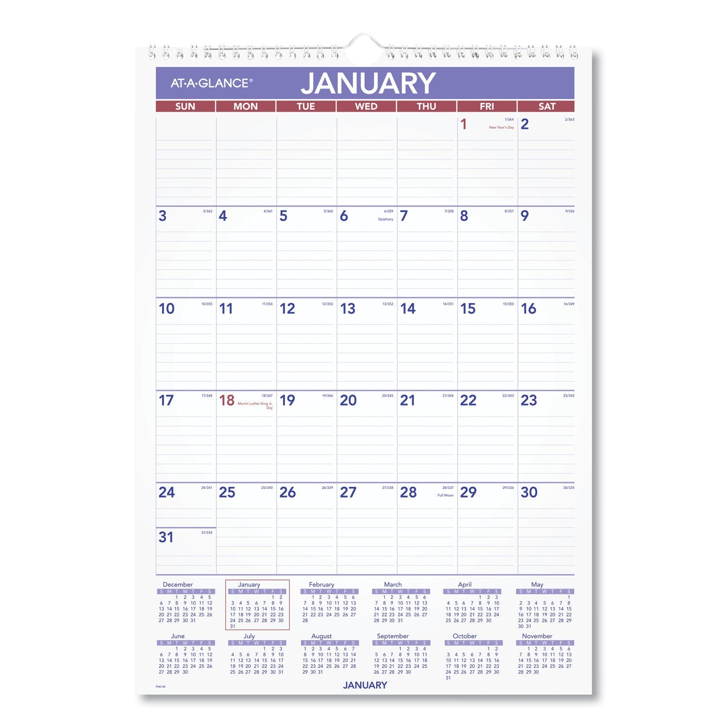 AT-A-GLANCE Monthly Wall Calendar with Ruled Daily Blocks, 12 x 17, White Sheets, 12-Month (Jan to Dec): 2023