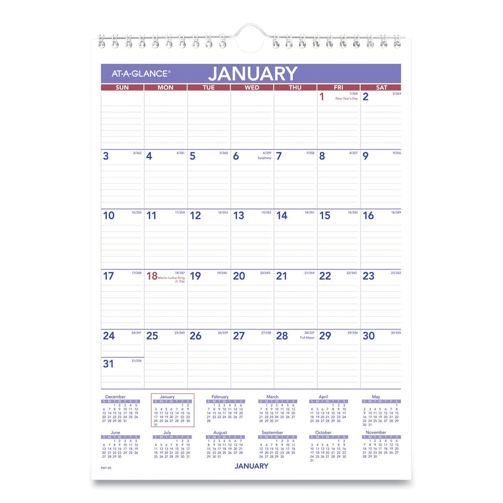 AT-A-GLANCE Monthly Wall Calendar with Ruled Daily Blocks, 8 x 11, White Sheets, 12-Month (Jan to Dec): 2023