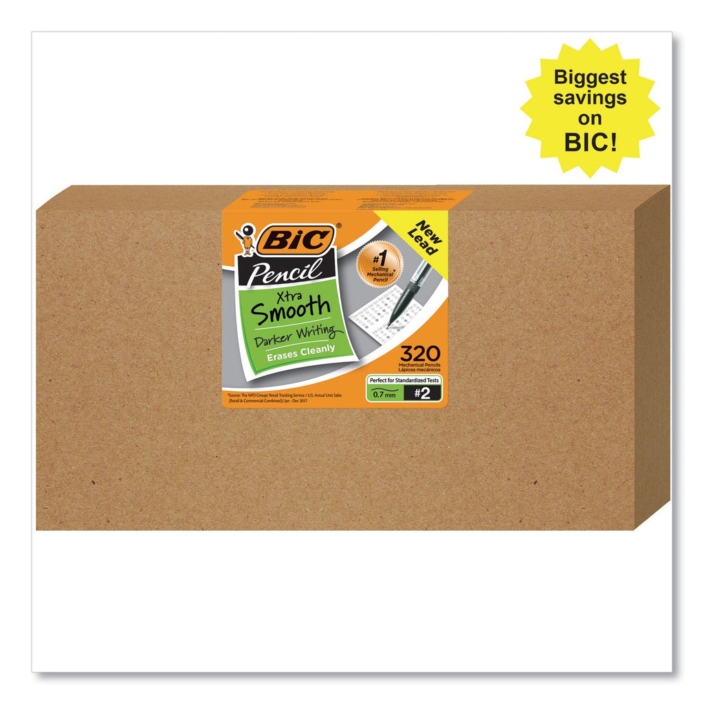 BIC Xtra Smooth Mechanical Pencil Xtra Value Pack, 0.7 mm, HB (#2), Black Lead, Assorted Barrel Colors, 320/Carton