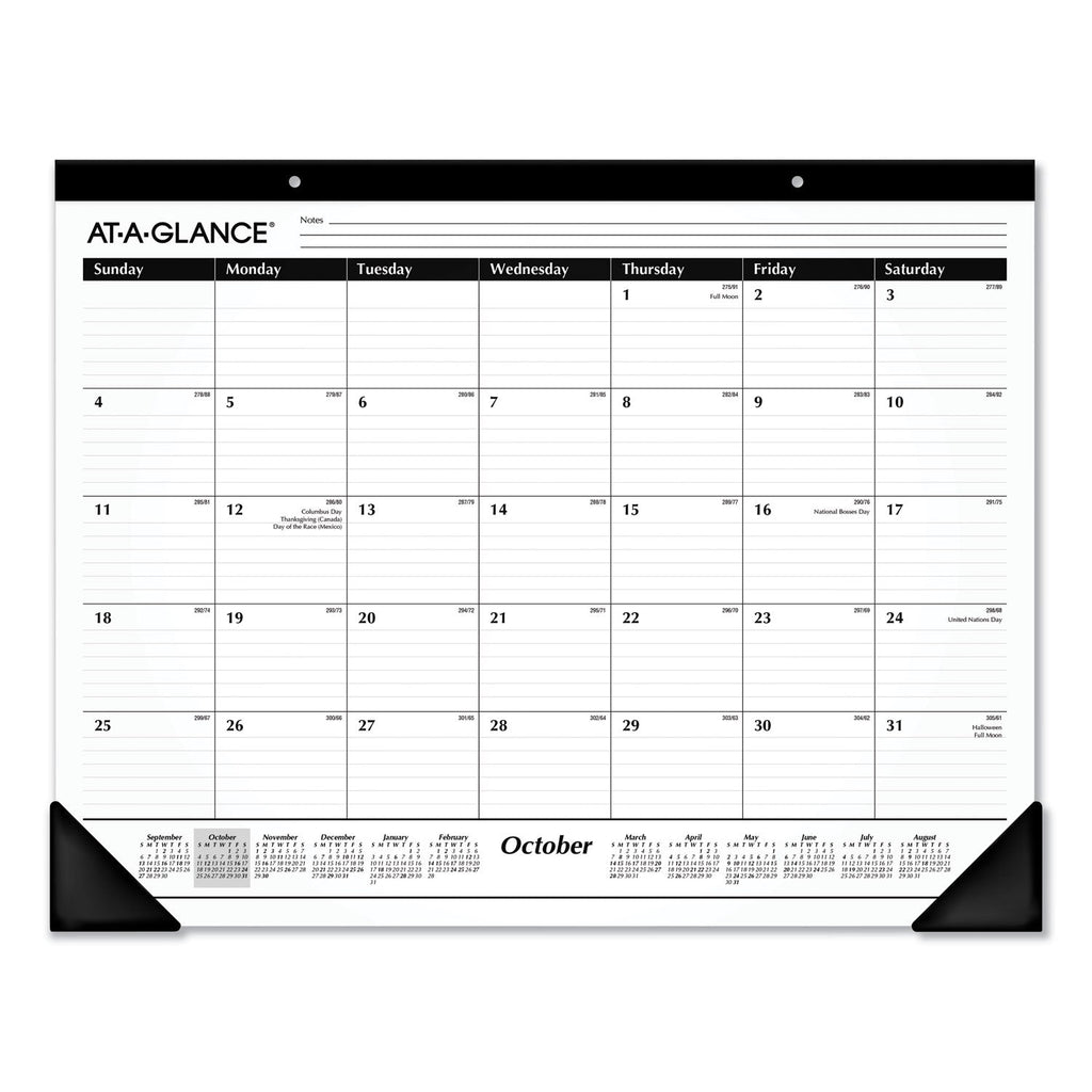 AT-A-GLANCE Academic Year Ruled Desk Pad, 21.75 x 17, White Sheets, Black Binding, Black Corners, 16-Month (Sept to Dec): 2022 to 2023