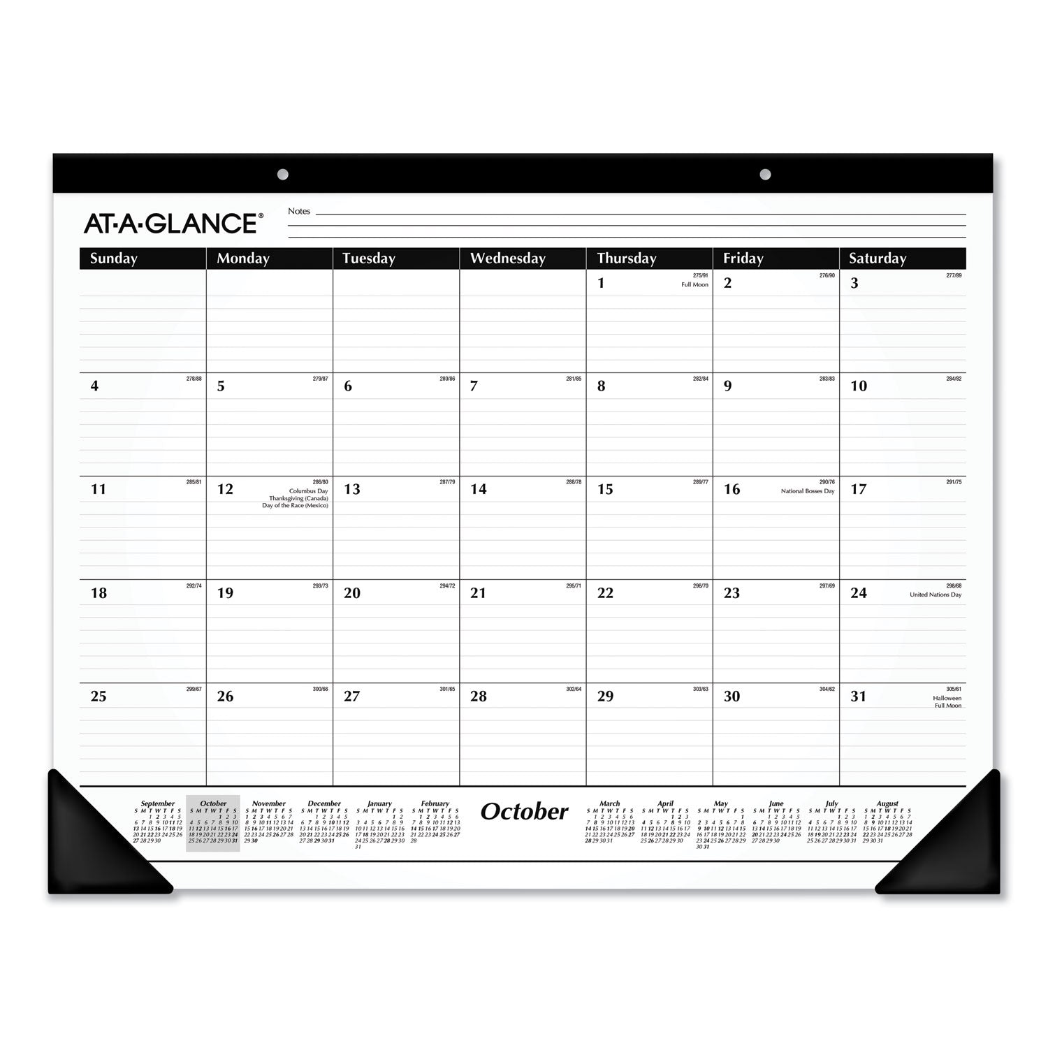 AT-A-GLANCE Academic Year Ruled Desk Pad, 21.75 x 17, White Sheets, Black Binding, Black Corners, 16-Month (Sept to Dec): 2022 to 2023