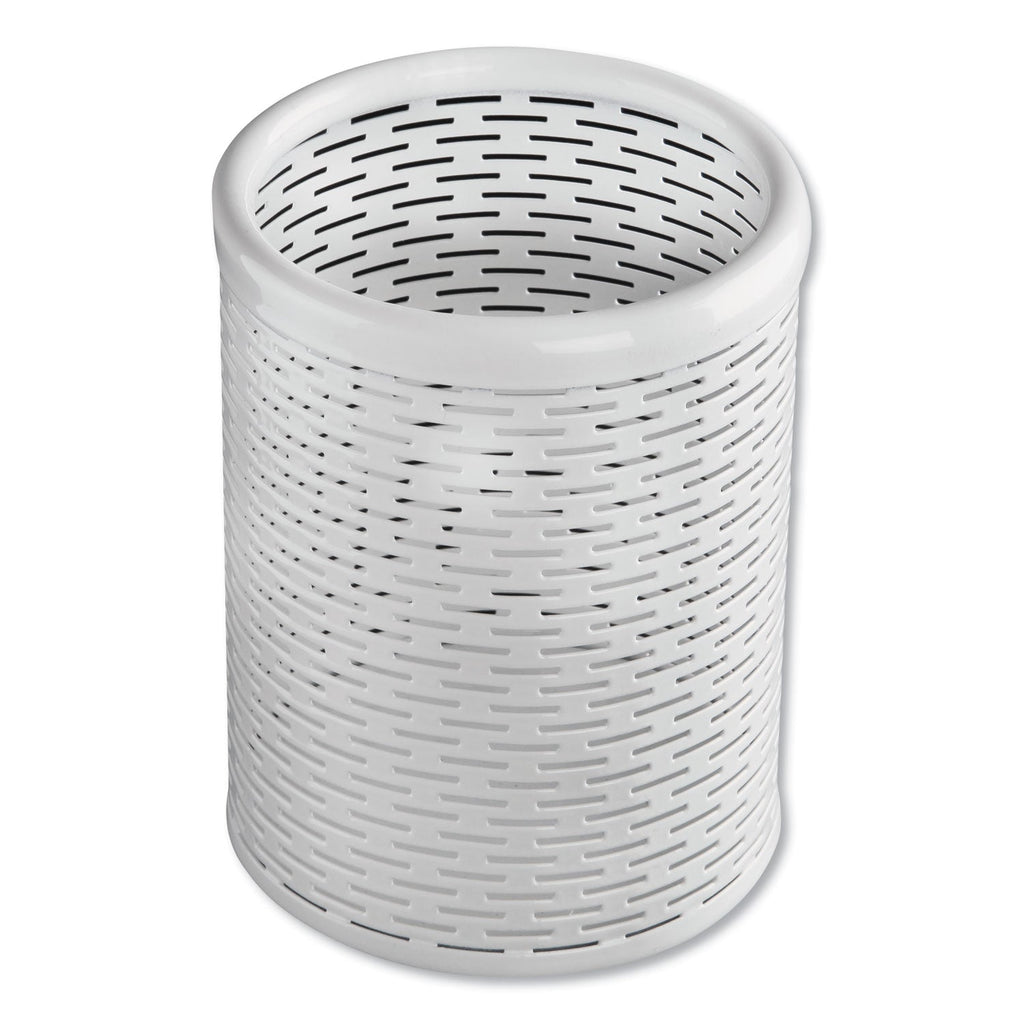 Artistic Urban Collection Punched Metal Pencil Cup, 3.5" Diameter x 4.5"h, White