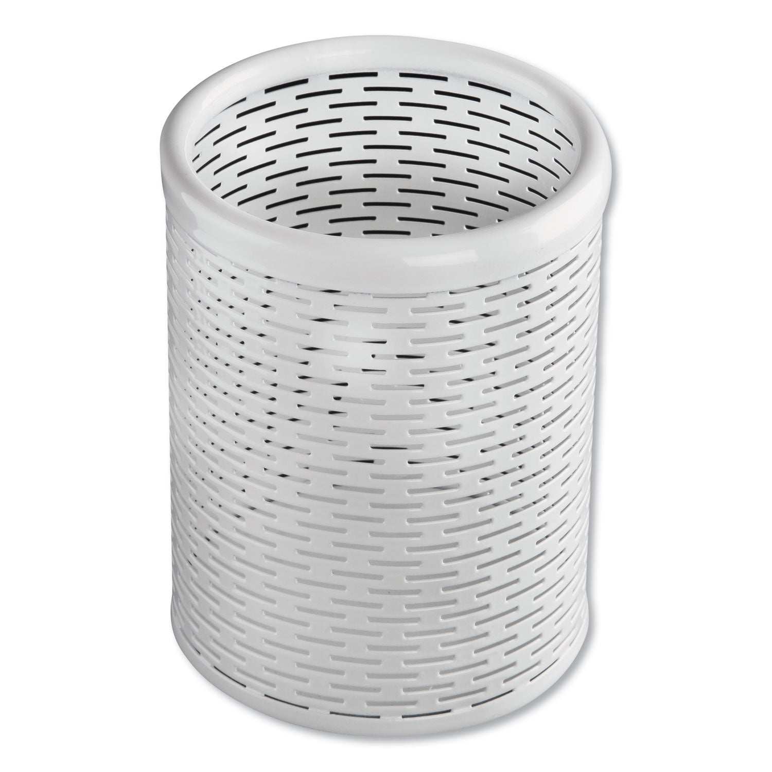 Artistic Urban Collection Punched Metal Pencil Cup, 3.5" Diameter x 4.5"h, White