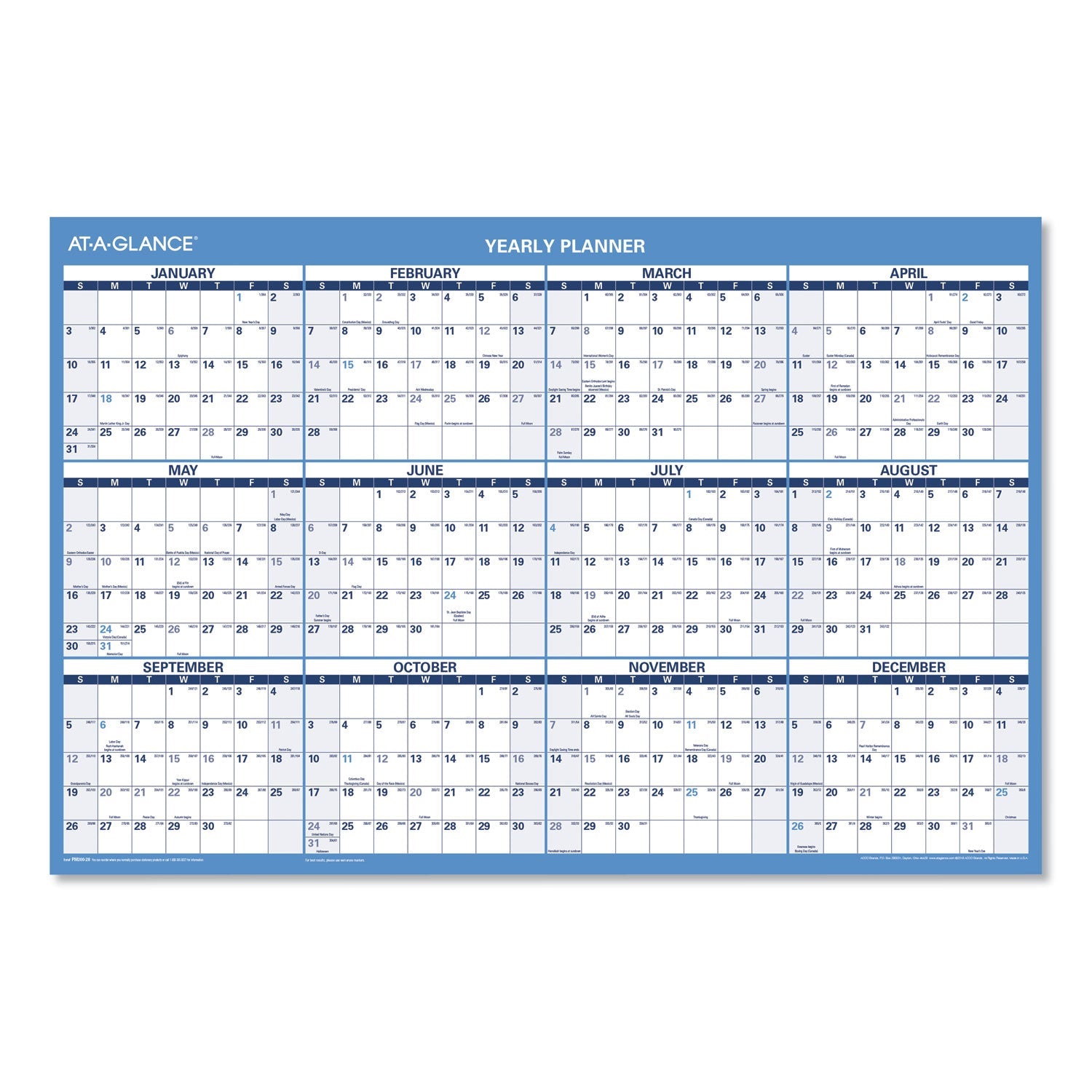 AT-A-GLANCE Horizontal Reversible/Erasable Wall Planner, 36 x 24, AY: 12-Month (July-June): 2022-2023, RY: 12-Month (Jan-Dec): 2023