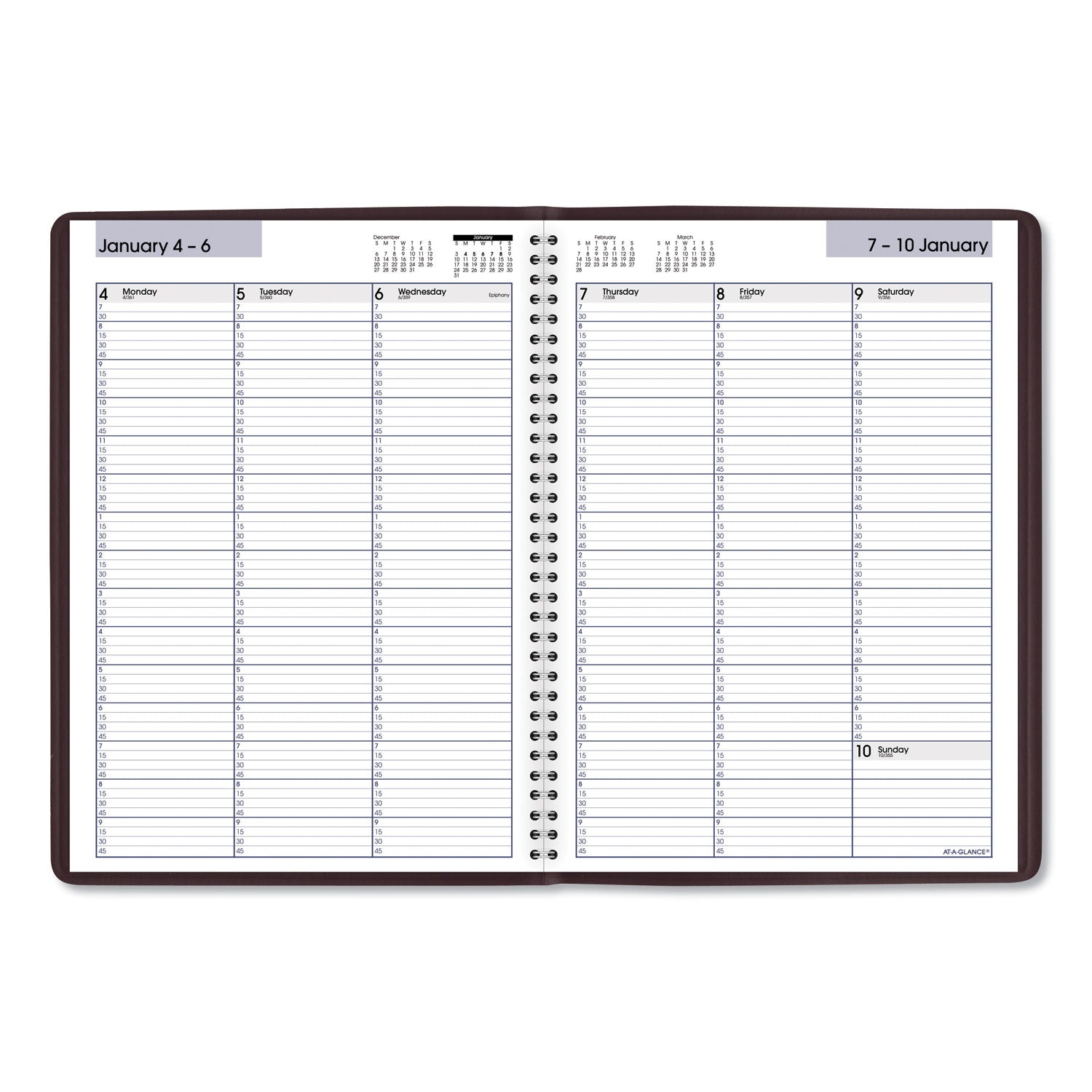AT-A-GLANCE DayMinder Weekly Appointment Book, Vertical-Column Format, 11 x 8, Burgundy Cover, 12-Month (Jan to Dec): 2023