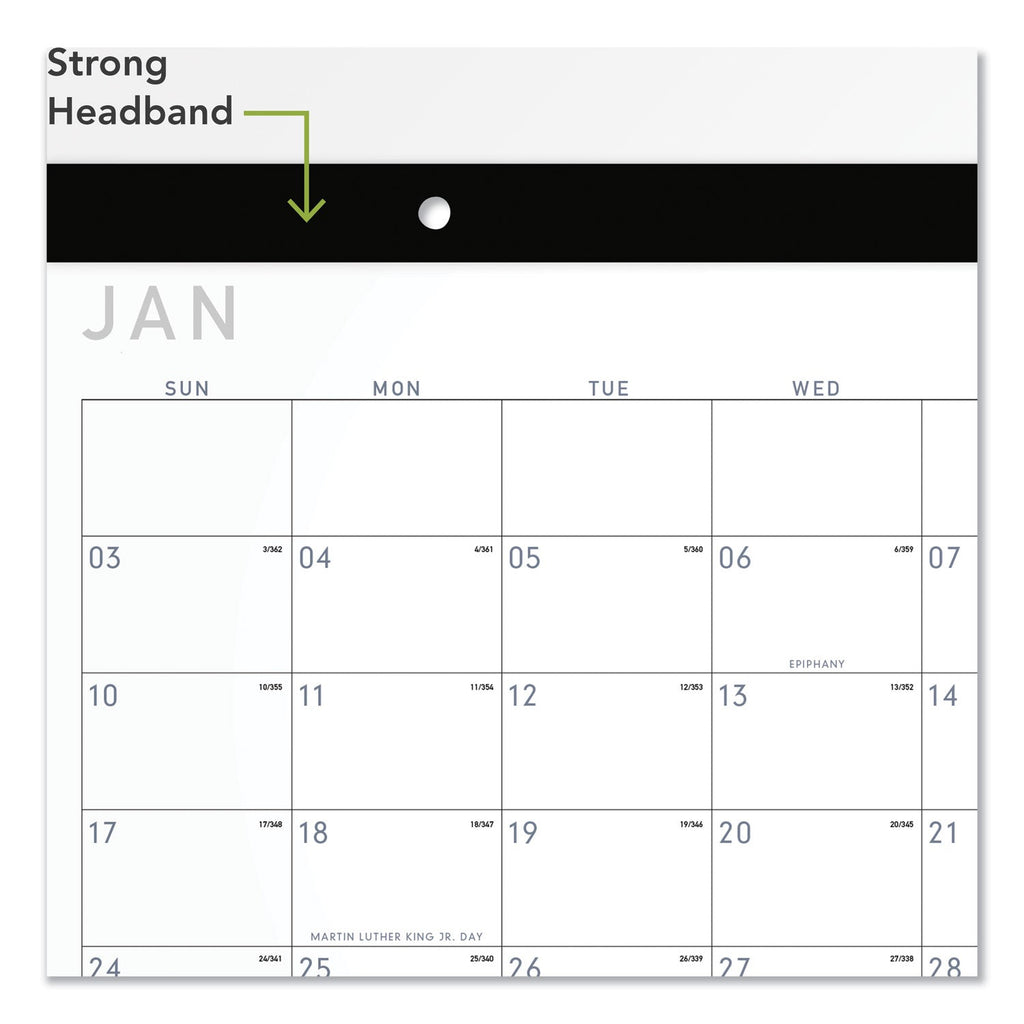 AT-A-GLANCE Contemporary Monthly Desk Pad, 18 x 11, White Sheets, Black Binding/Corners,12-Month (Jan to Dec): 2023