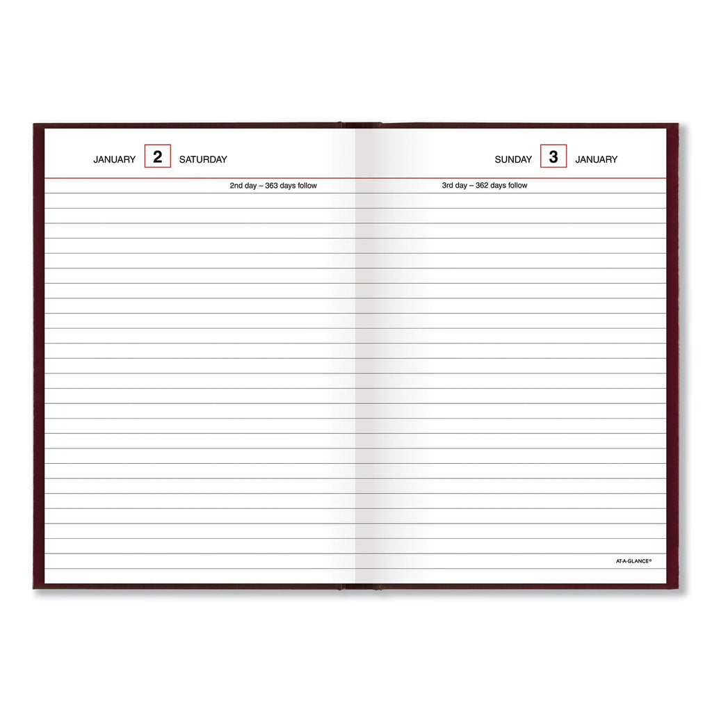 AT-A-GLANCE Standard Diary Daily Reminder Book, 2023 Edition, Medium/College Rule, Red Cover, 7.5 x 5.13, 201 Sheets