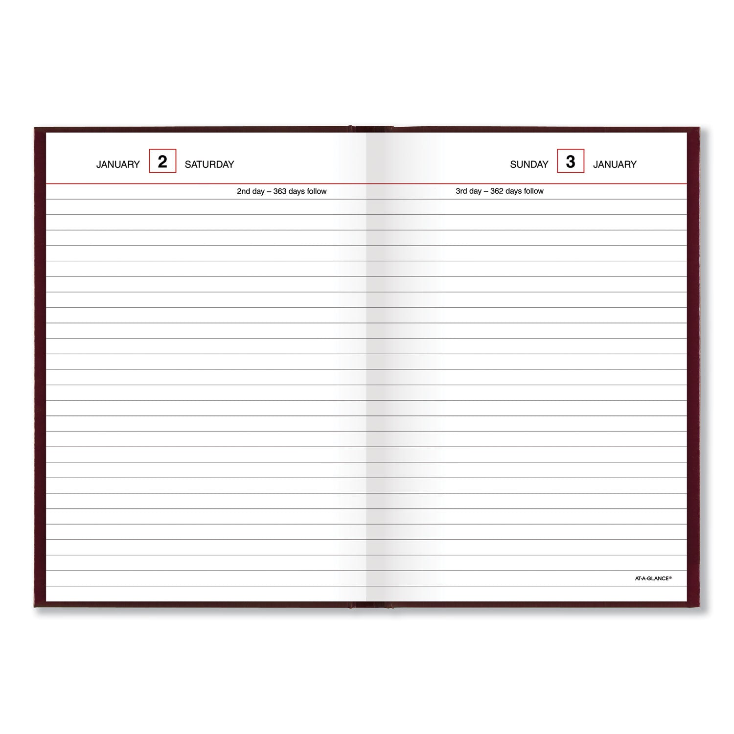 AT-A-GLANCE Standard Diary Daily Reminder Book, 2023 Edition, Medium/College Rule, Red Cover, 7.5 x 5.13, 201 Sheets
