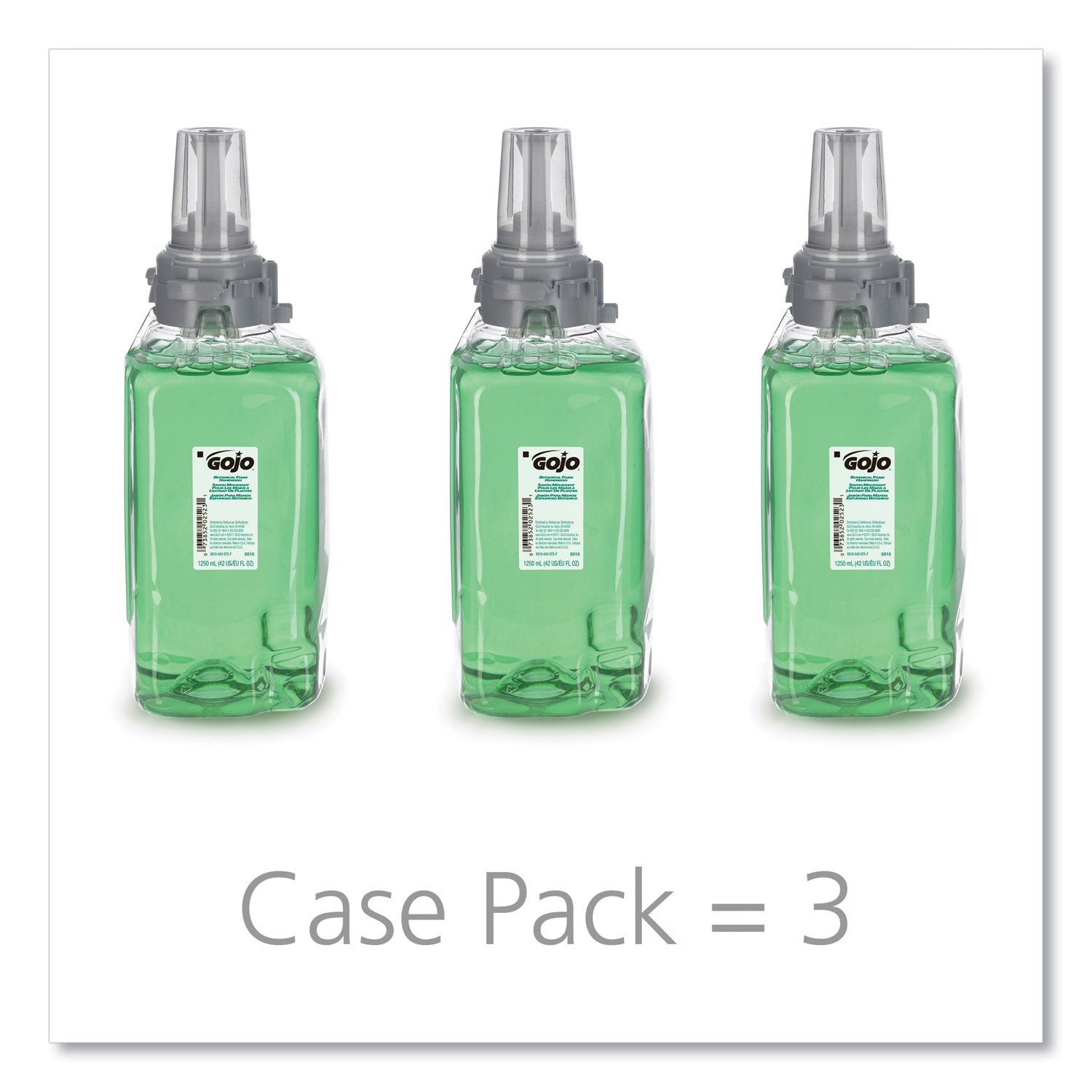 GOJO Botanical Foam Handwash Refill, For ADX-12 Dispenser, Botanical, 1,250 mL Refill, 3/Carton