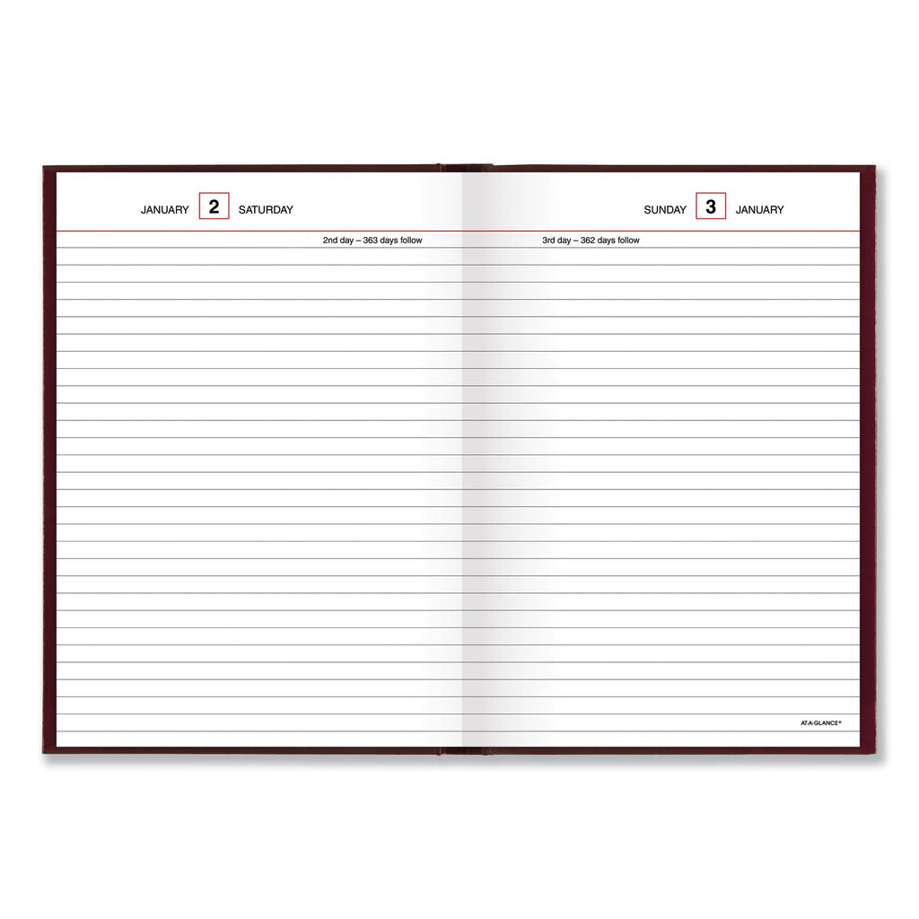 AT-A-GLANCE Standard Diary Daily Reminder Book, 2023 Edition, Medium/College Rule, Red Cover, 8.25 x 5.75, 201 Sheets