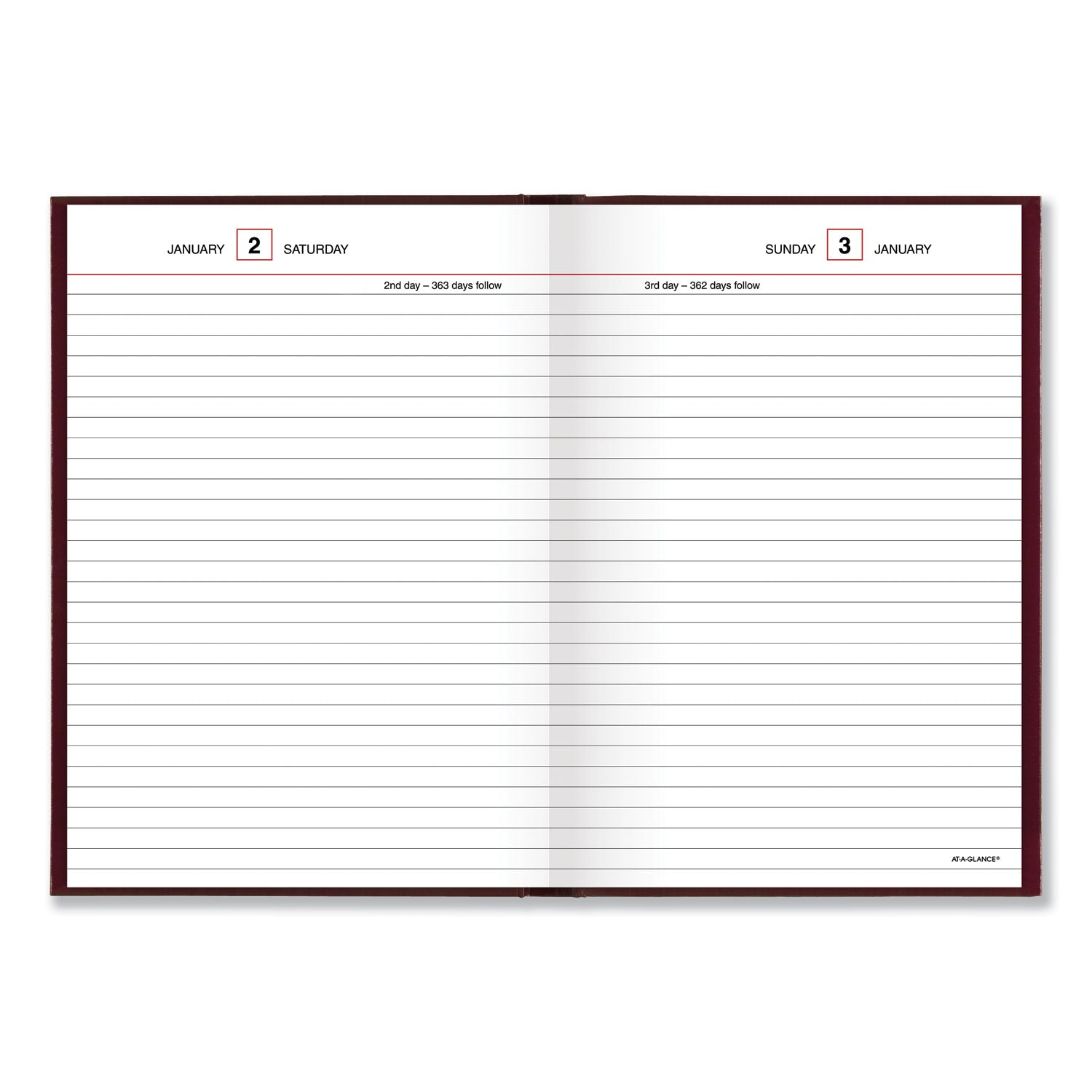 AT-A-GLANCE Standard Diary Daily Reminder Book, 2023 Edition, Medium/College Rule, Red Cover, 8.25 x 5.75, 201 Sheets