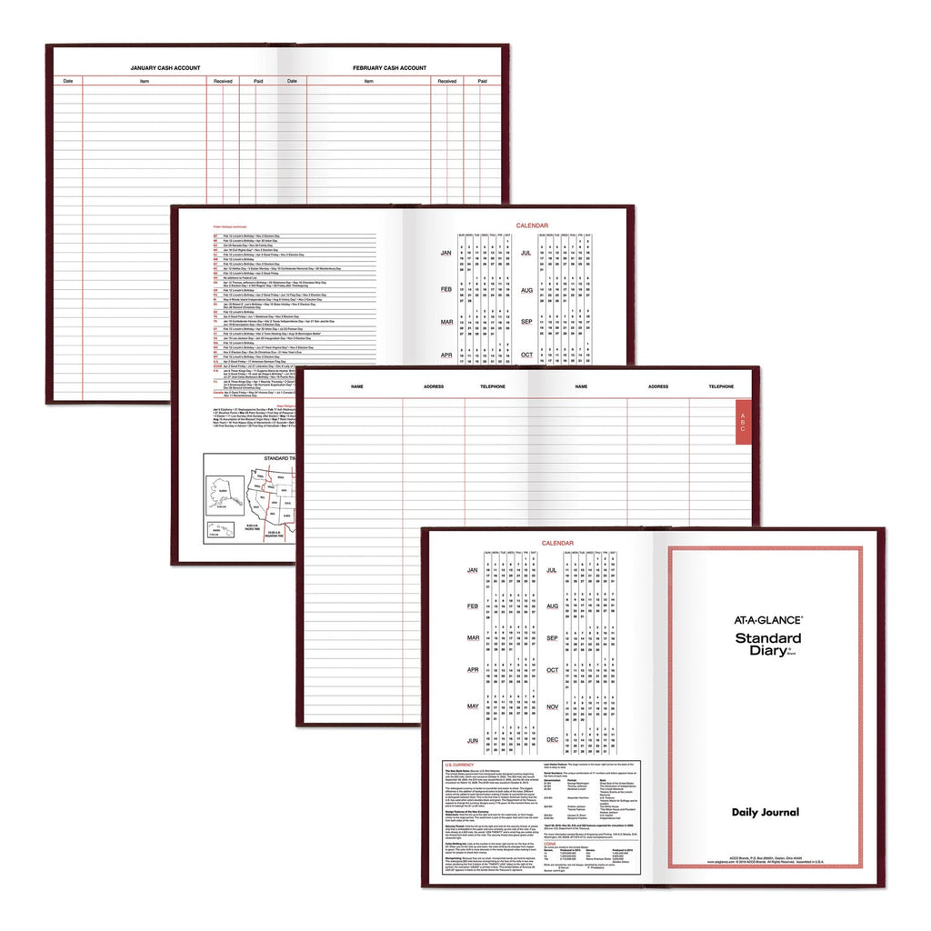 AT-A-GLANCE Standard Diary Daily Diary, 2023 Edition, Wide/Legal Rule, Red Cover, 12 x 7.75, 200 Sheets