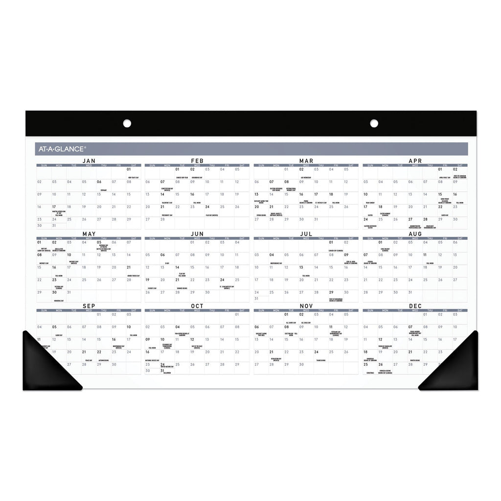AT-A-GLANCE Contemporary Monthly Desk Pad, 18 x 11, White Sheets, Black Binding/Corners,12-Month (Jan to Dec): 2023