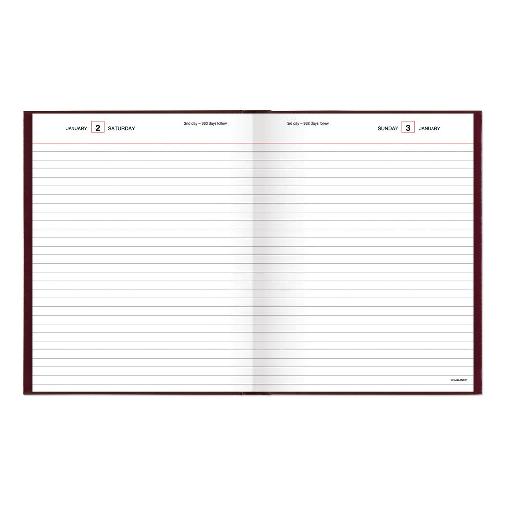 AT-A-GLANCE Standard Diary Daily Diary, 2023 Edition, Medium/College Rule, Red Cover, 9.5 x 7.5, 200 Sheets