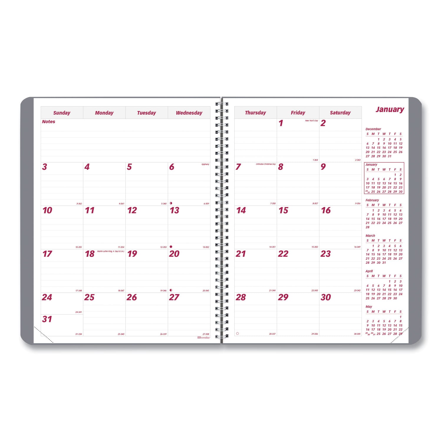 Brownline Mountains 14-Month Planner, Mountains Photography, 11 x 8.5, Blue/Green Cover, 14-Month (Dec to Jan): 2022 to 2024