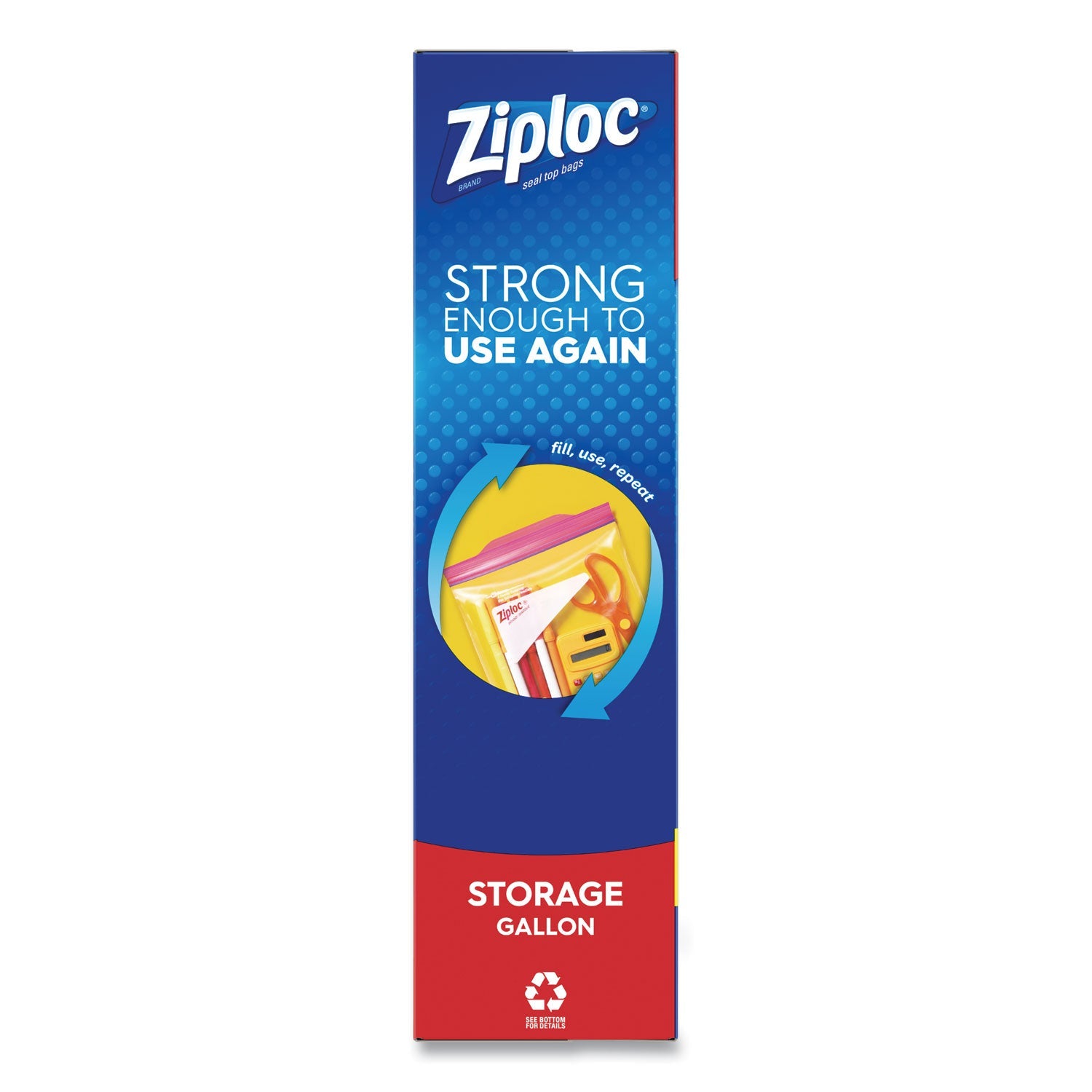 Ziploc Double Zipper Storage Bags, 1 gal, 1.75 mil, 10.56" x 10.75", Clear, 38/Box