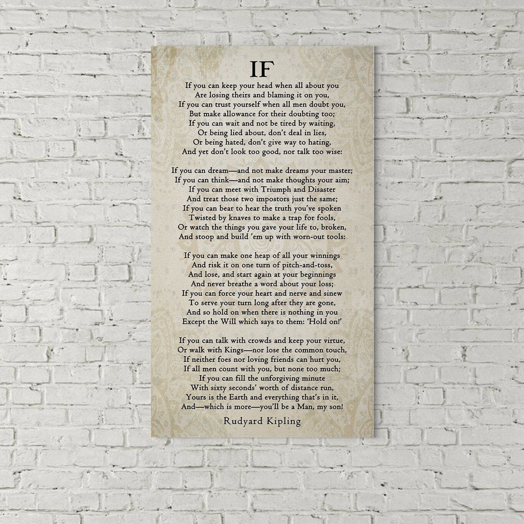 If Poem By Rudyard Kipling Canvas Wall Art, Graduation Gift for Son, IF Print On Canvas, Rudyard Kipling Poetry, You'll Be A Man My Son