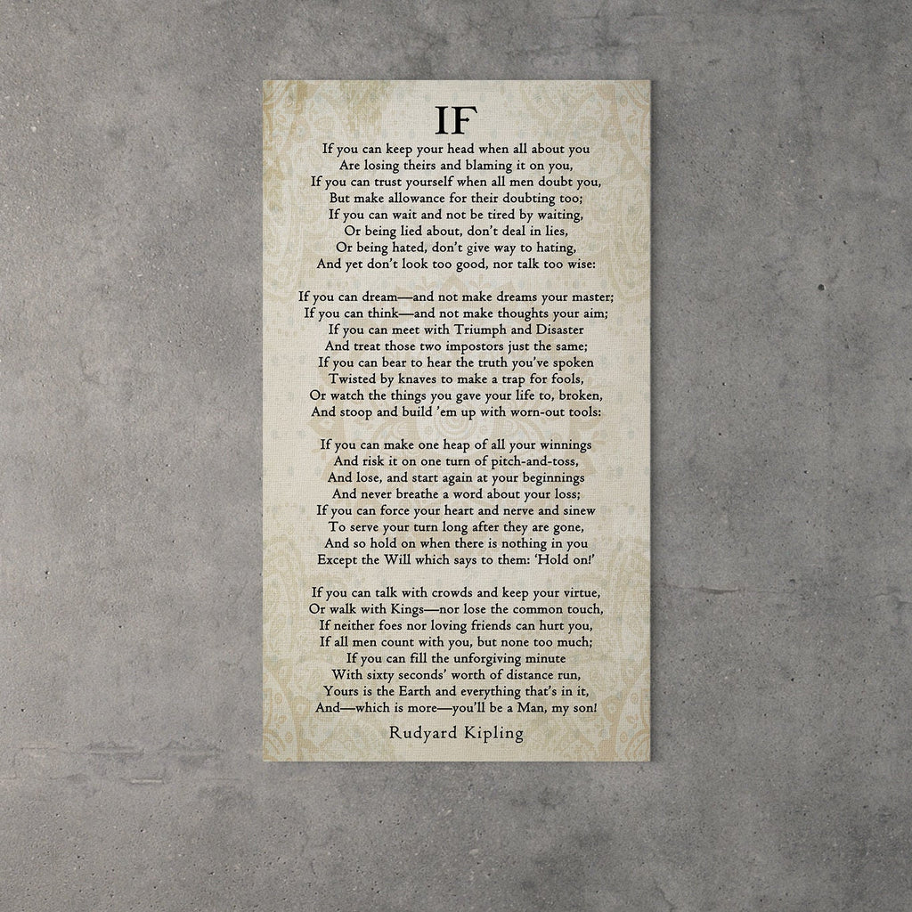 If Poem By Rudyard Kipling Canvas Wall Art, Graduation Gift for Son, IF Print On Canvas, Rudyard Kipling Poetry, You'll Be A Man My Son