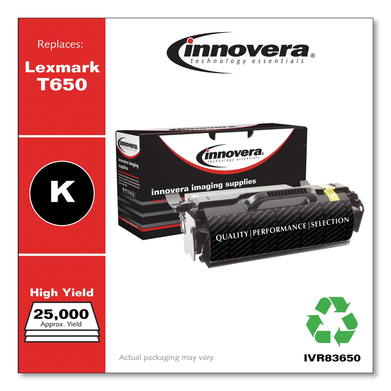 Innovera Remanufactured Black Toner, Replacement for T650H21A, 25,000 Page-Yield