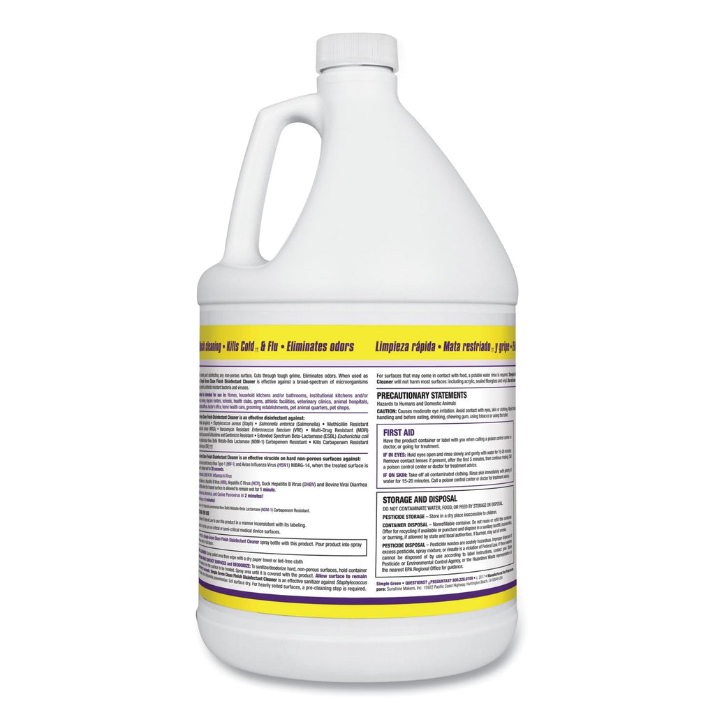 Simple Green Clean Finish Disinfectant Cleaner, 1 gal Bottle, Herbal, 4/CT