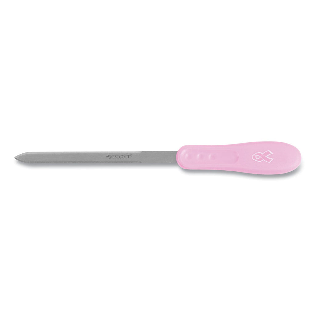 Westcott Pink Ribbon Stainless Steel Letter Opener, 9", Pink