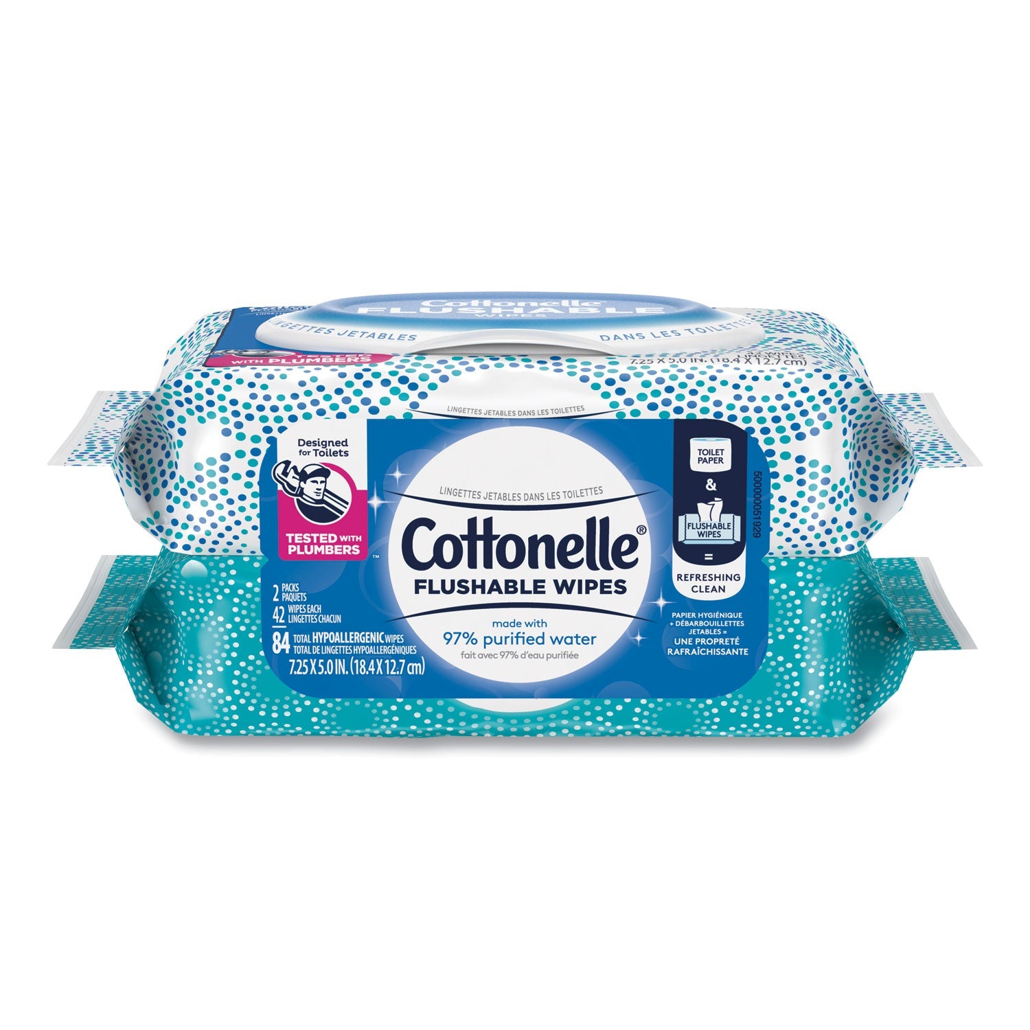 Cottonelle Fresh Care Flushable Cleansing Cloths, 3.73 x 5.5, White, 84/Pack, 8 Packs/Carton