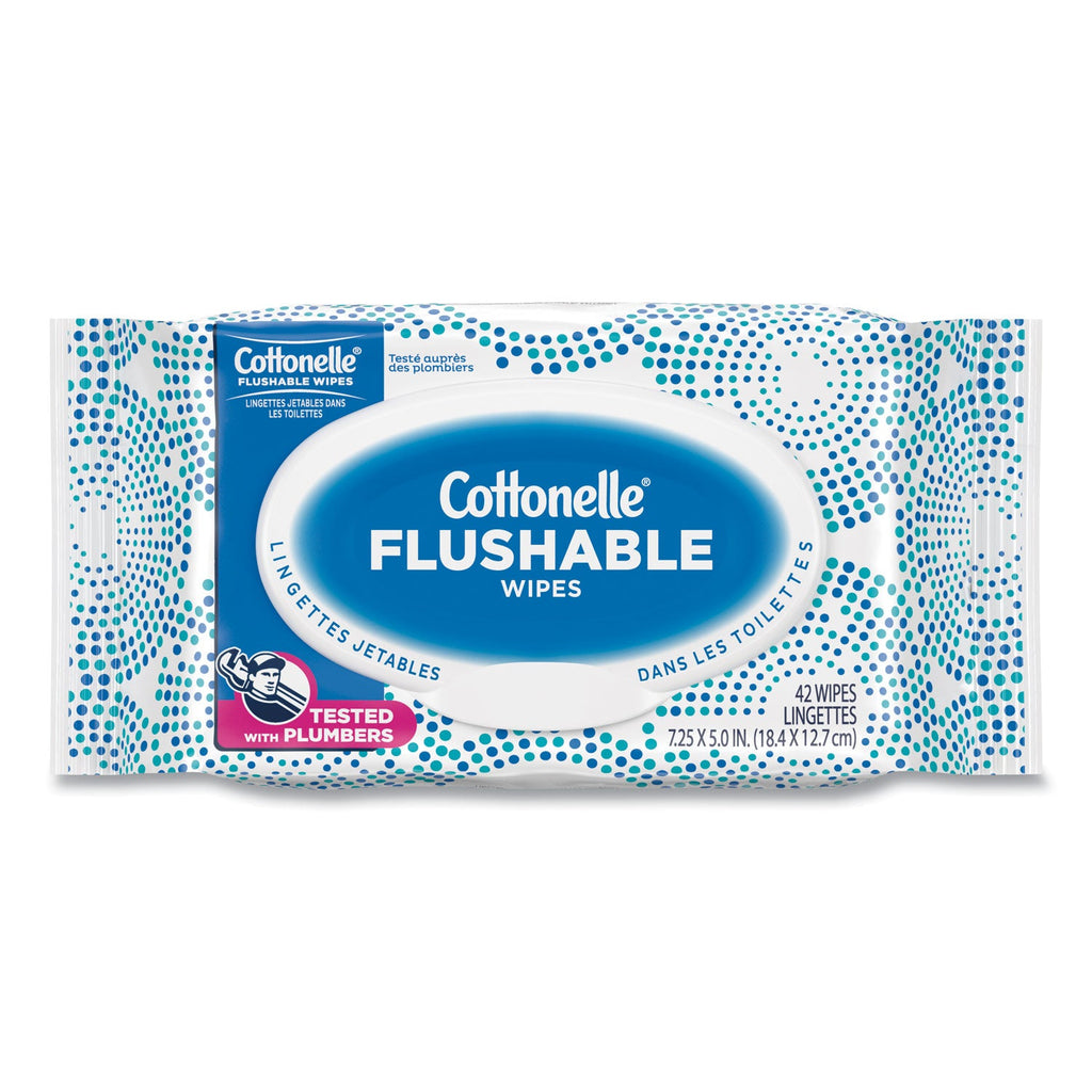 Cottonelle Fresh Care Flushable Cleansing Cloths, 3.73 x 5.5, White, 84/Pack, 8 Packs/Carton