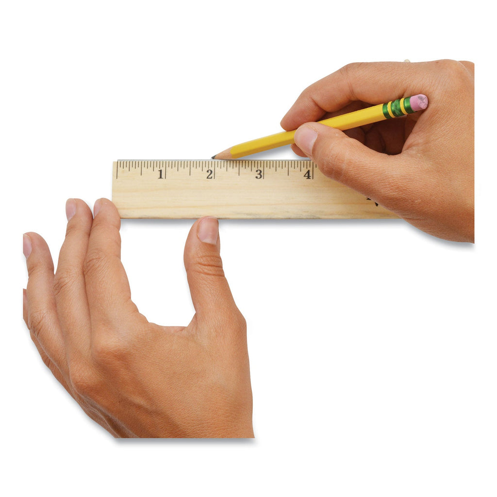 Westcott Wood Ruler with Single Metal Edge, Standard, 12" Long