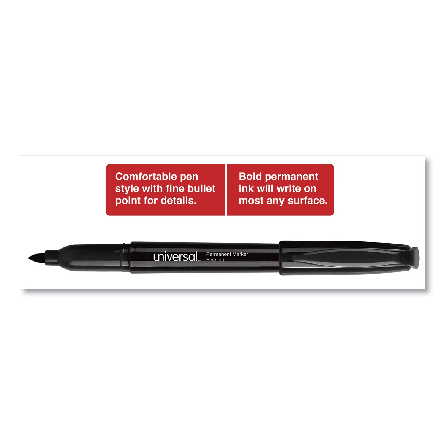 Universal Pen-Style Permanent Marker Value Pack, Fine Bullet Tip, Black, 36/Pack