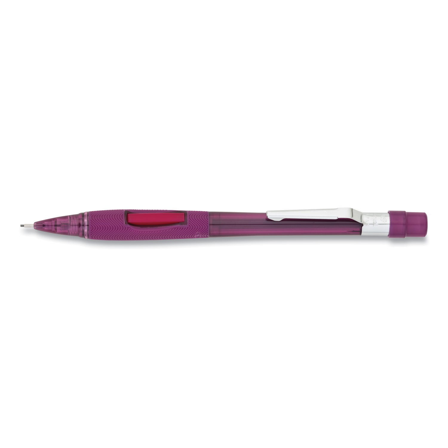 Pentel Quicker Clicker Mechanical Pencil, 0.9 mm, HB (#2.5), Black Lead, Transparent Burgundy Barrel
