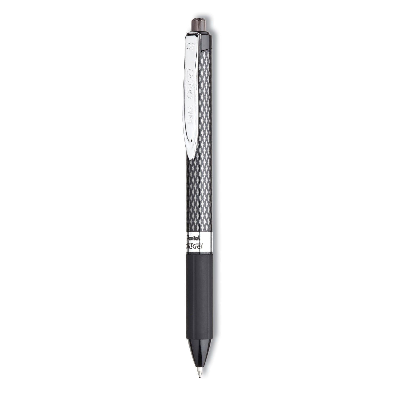 Pentel Oh! Gel Pen, Retractable, Medium 0.7 mm, Black Ink, Black Barrel, Dozen