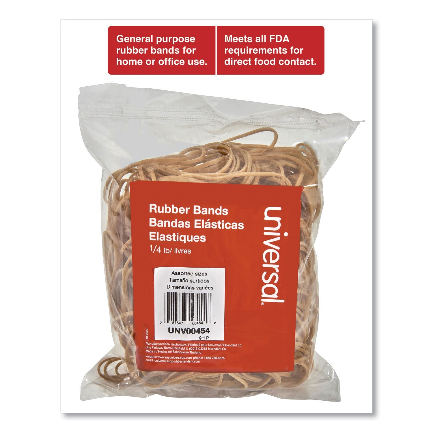 Universal Rubber Bands, Size 54 (Assorted), Assorted Gauges, Beige, 4 oz Box