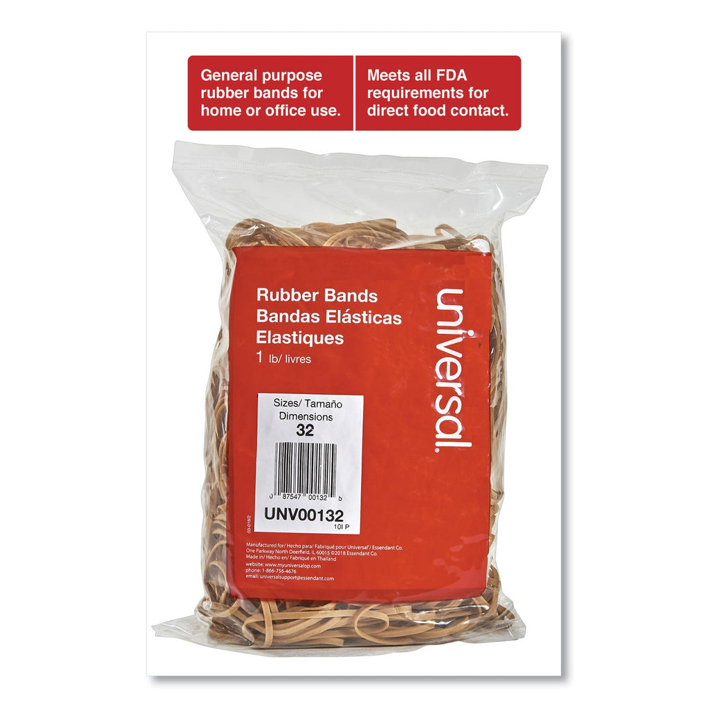 Universal Rubber Bands, Size 32, 0.04" Gauge, Beige, 1 lb Box, 820/Pack