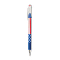 Pentel R.S.V.P. Stars and Stripes Ballpoint Pen, Stick, Fine 0.7 mm, Black Ink, Red/White/Blue Barrel, Dozen