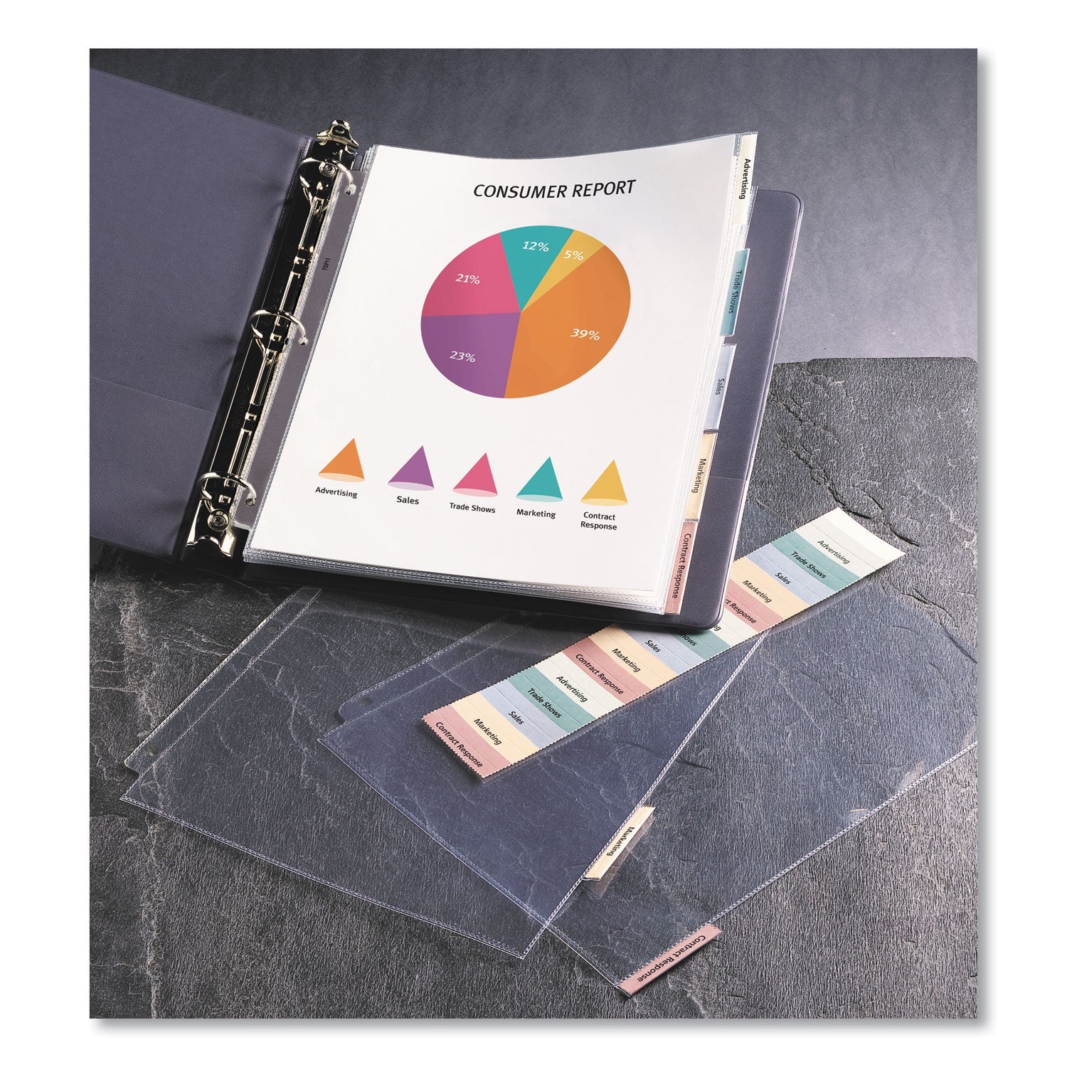 Avery Protect 'n Tab Top-Load Clear Sheet Protectors w/Five Tabs, Letter