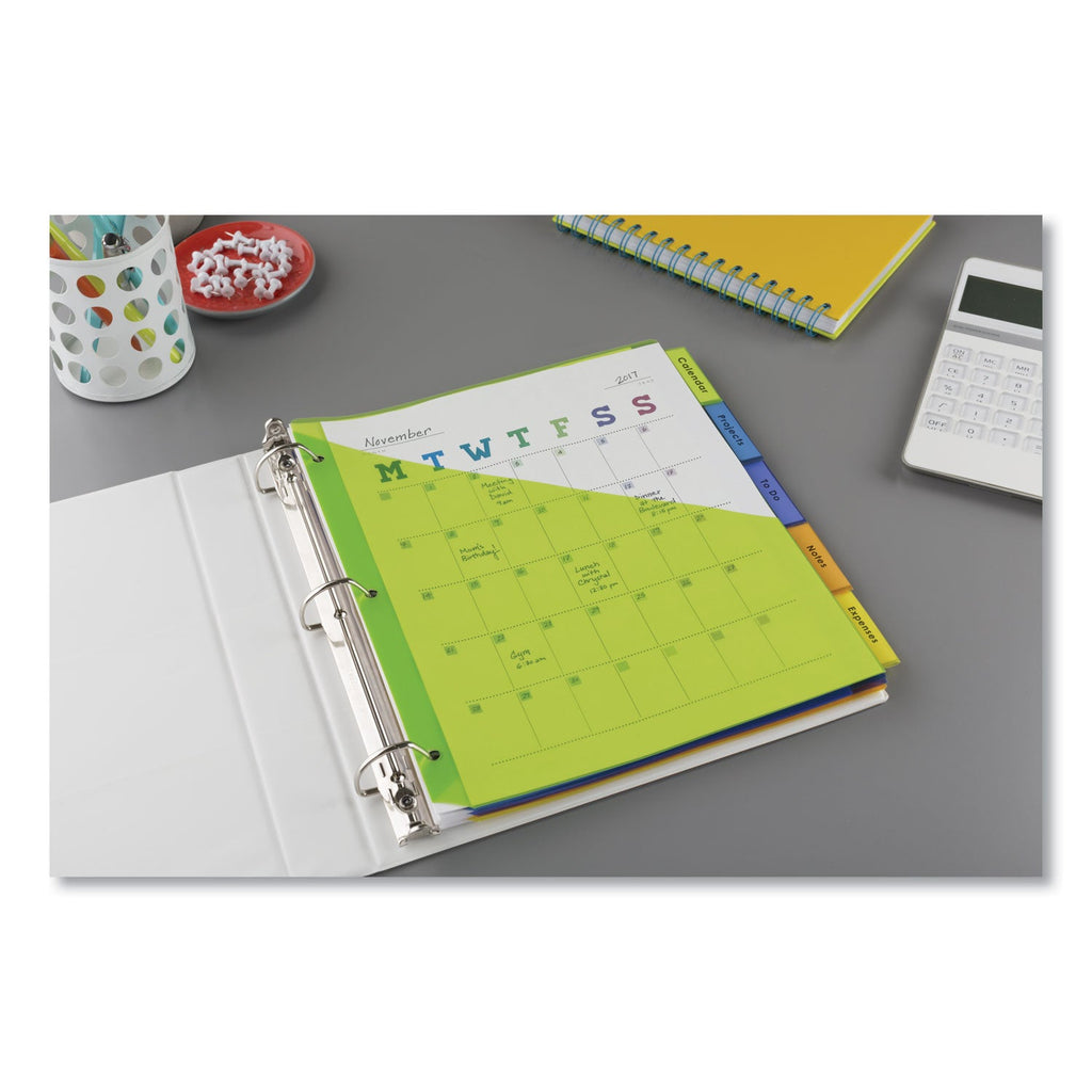 Avery Insertable Big Tab Plastic 1-Pocket Dividers, 5-Tab, 11.13 x 9.25, Assorted, 1 Set