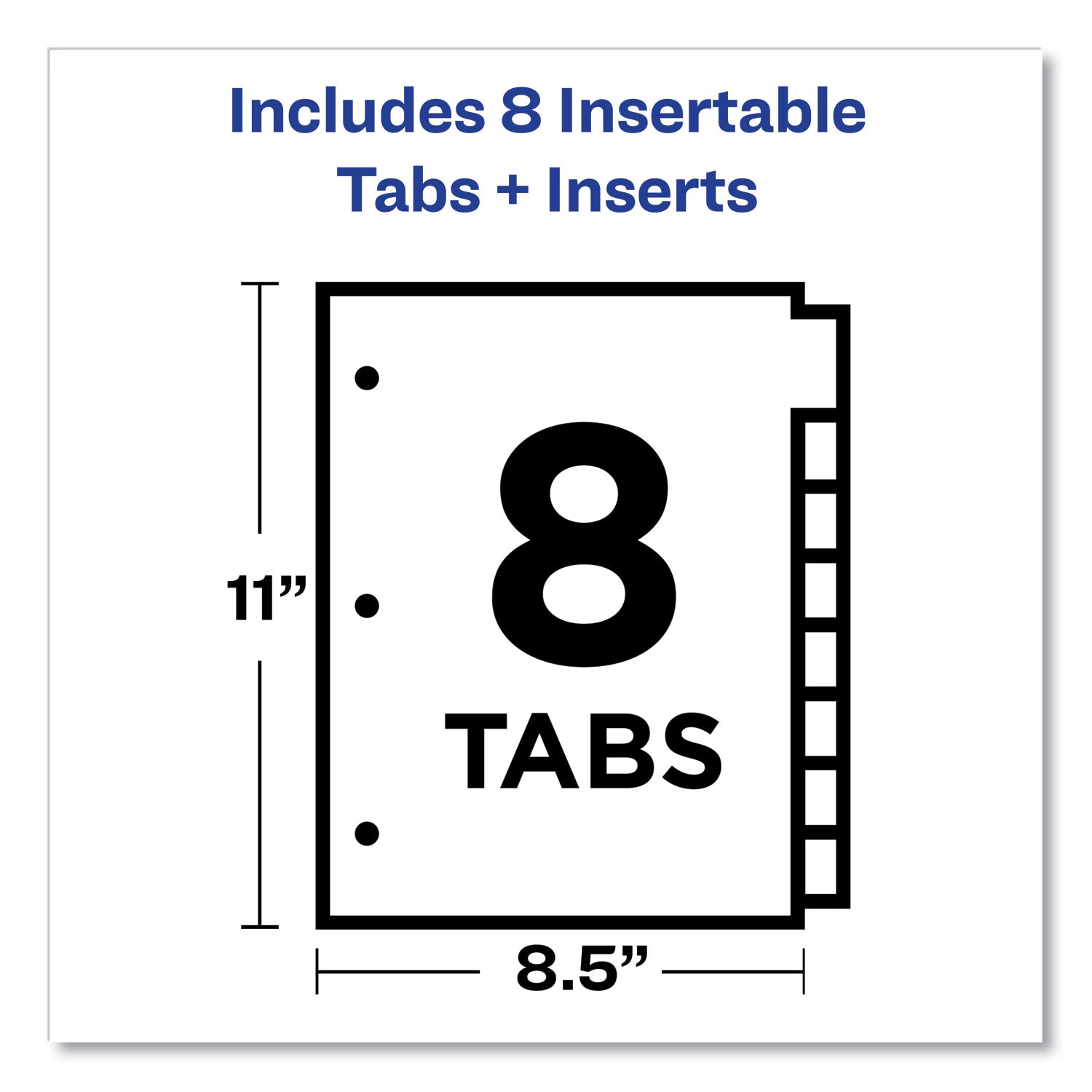 Office Essentials Plastic Insertable Dividers, 8-Tab, 11 x 8.5, Clear Tabs, 1 Set
