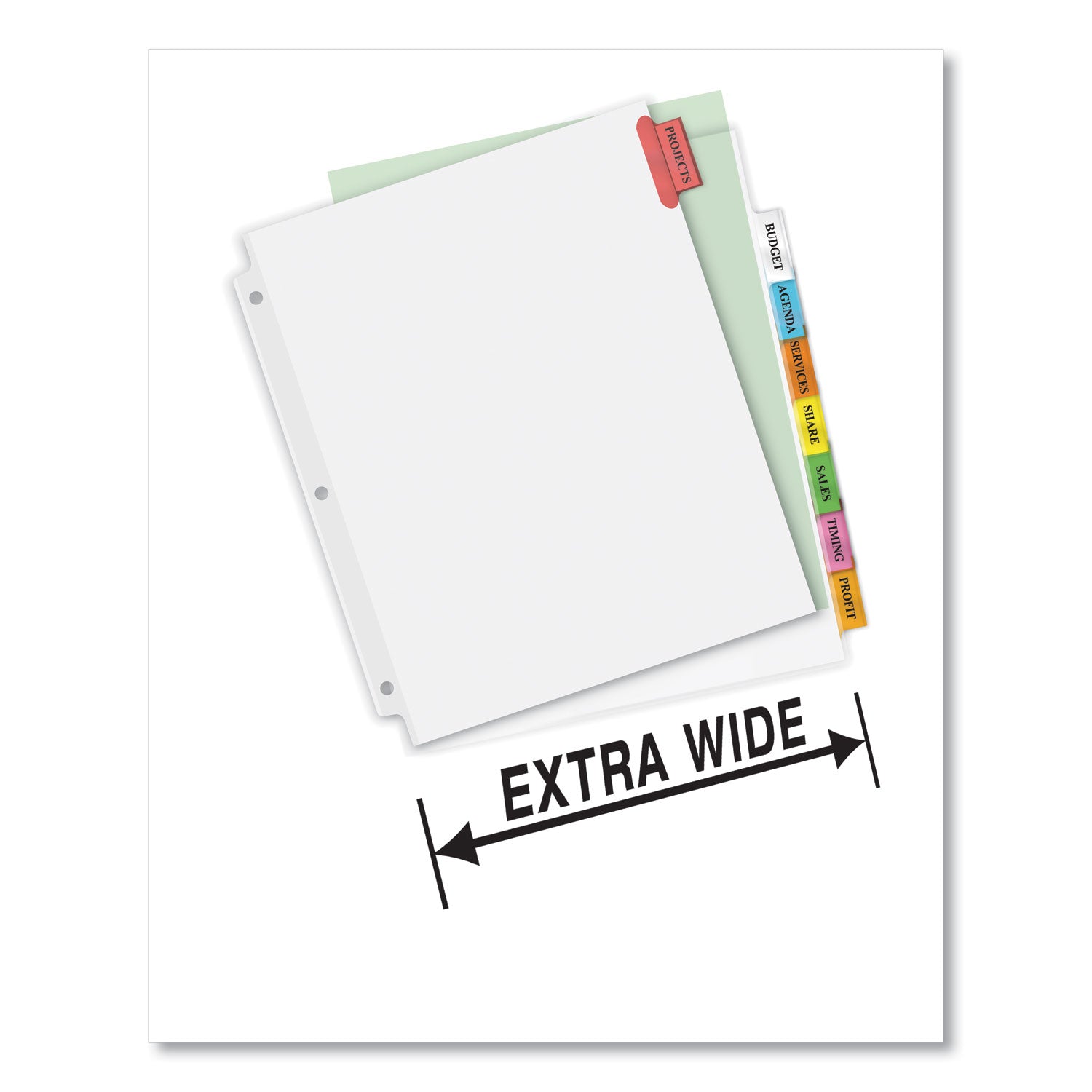 Avery Insertable Big Tab Dividers, 8-Tab, 11.13 x 9.25, White, Assorted Tabs, 1 Set